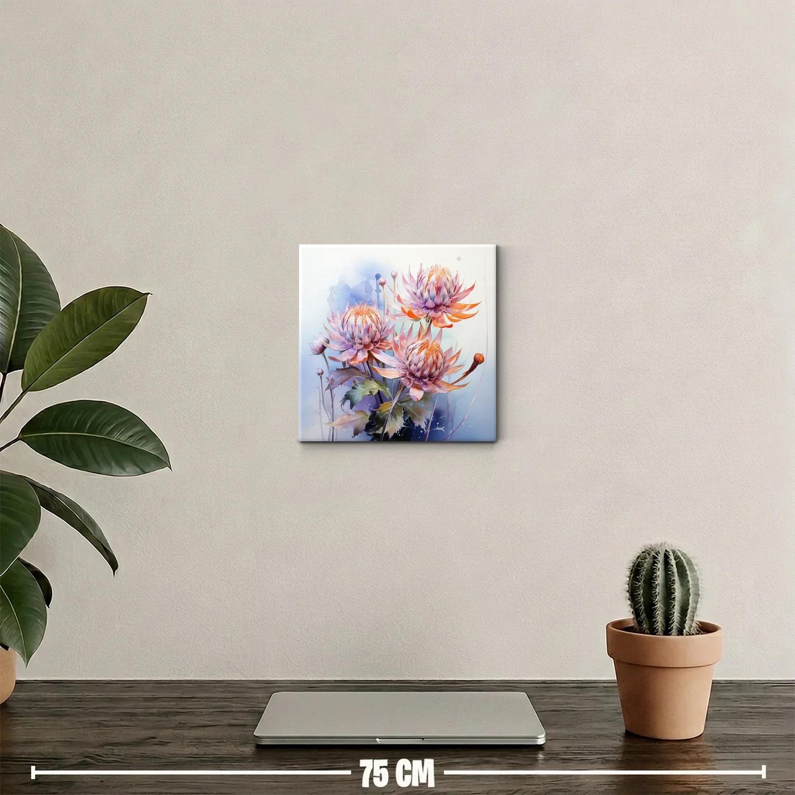 Cuadro decorativo con flores grandes en tonos suaves y vibrantes — miniatura 2