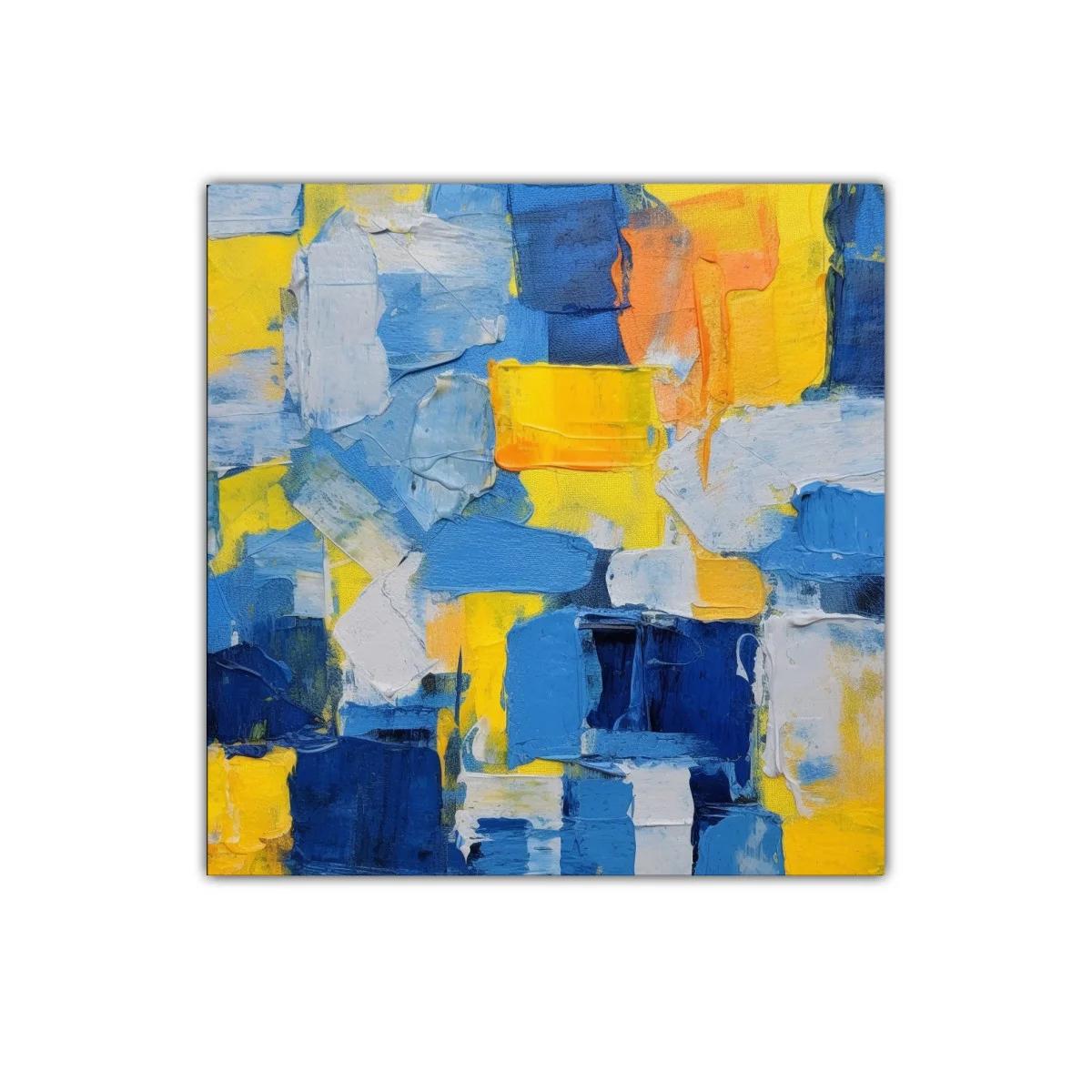 Cuadro abstracto con predominio de tonos azules y amarillos — miniatura 1
