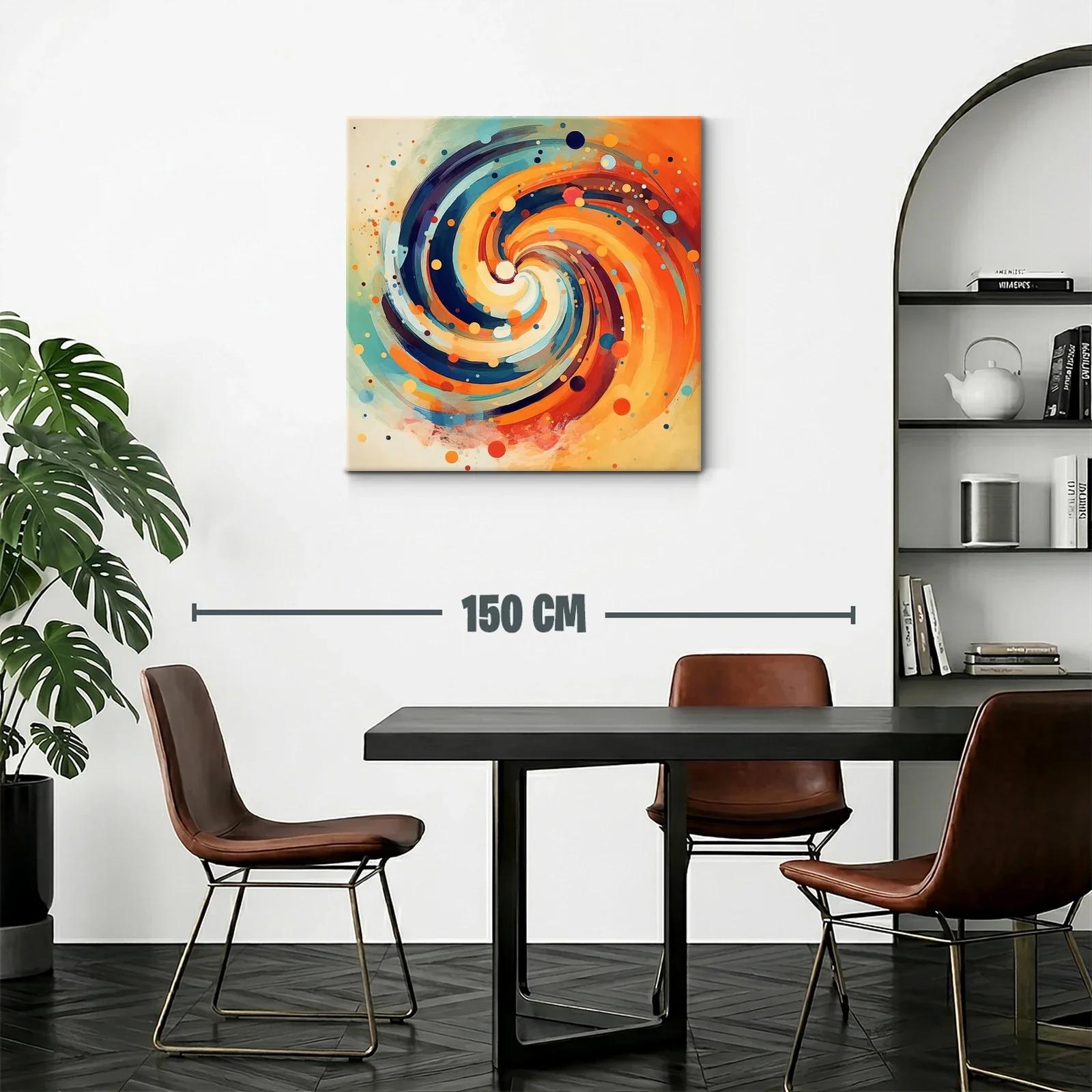 Cuadro abstracto espiral en tonos cálidos y fríos — miniatura 2