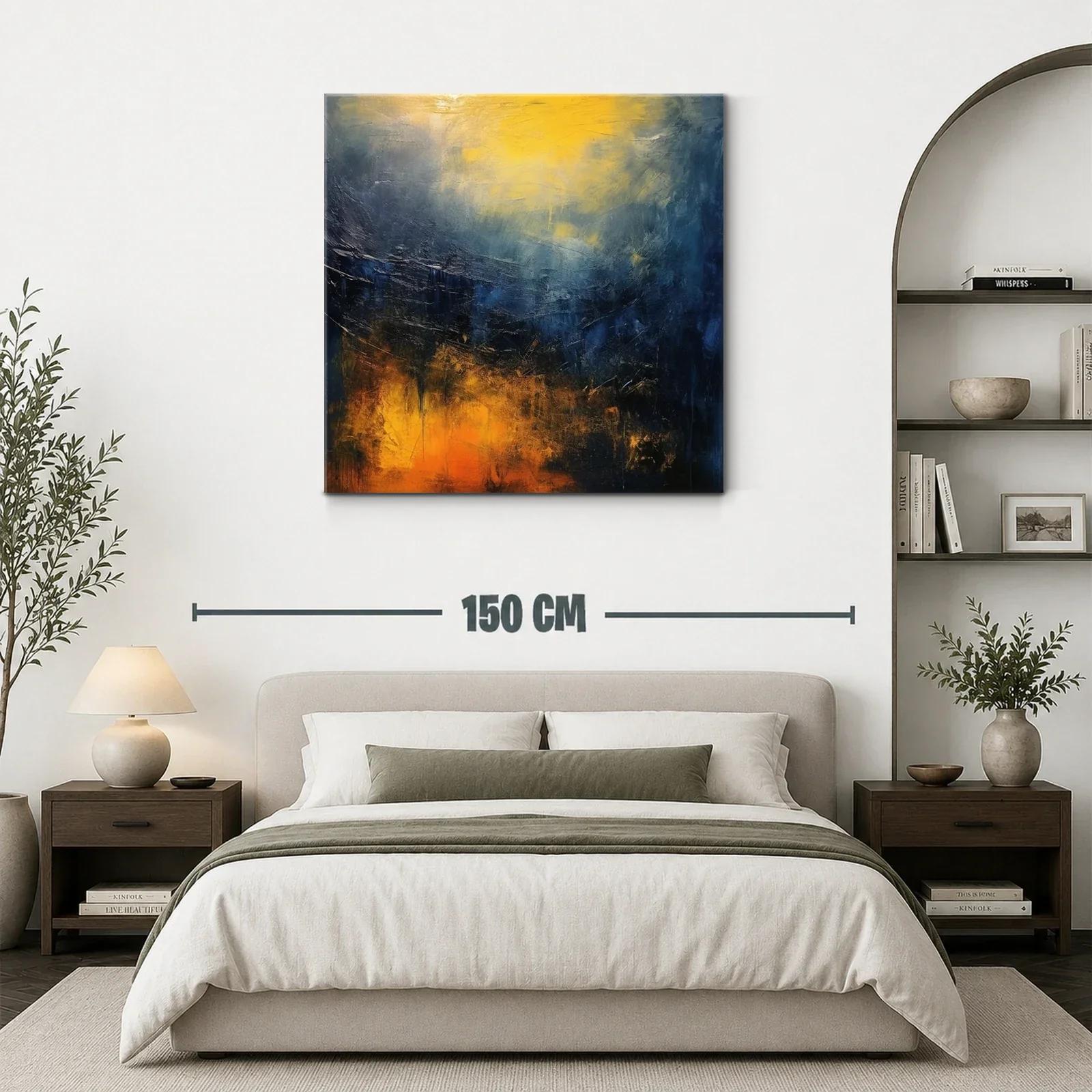 Cuadro abstracto con tonos cálidos y fríos vibrantes — miniatura 3