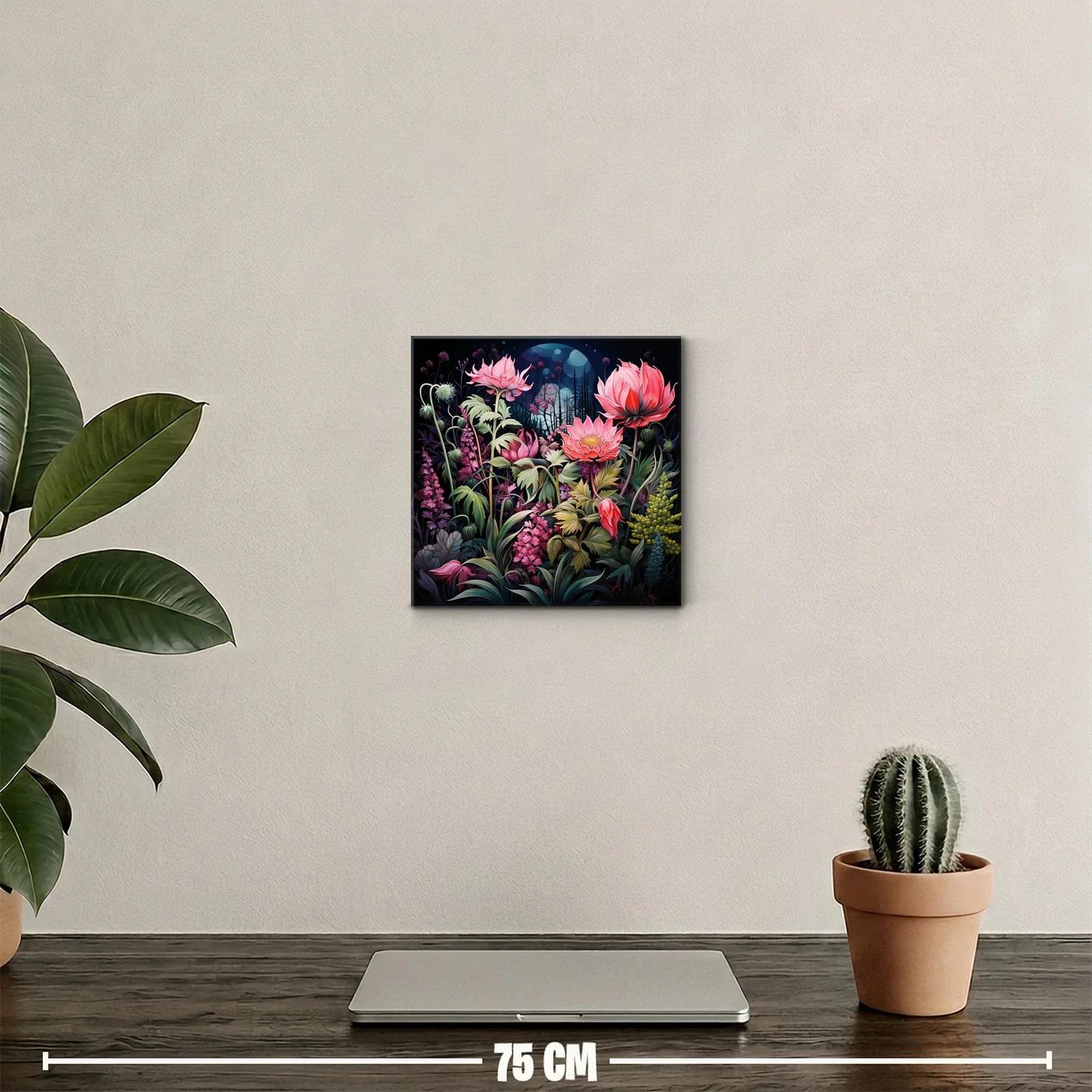Flores vibrantes bajo un cielo nocturno misterioso — miniatura 2