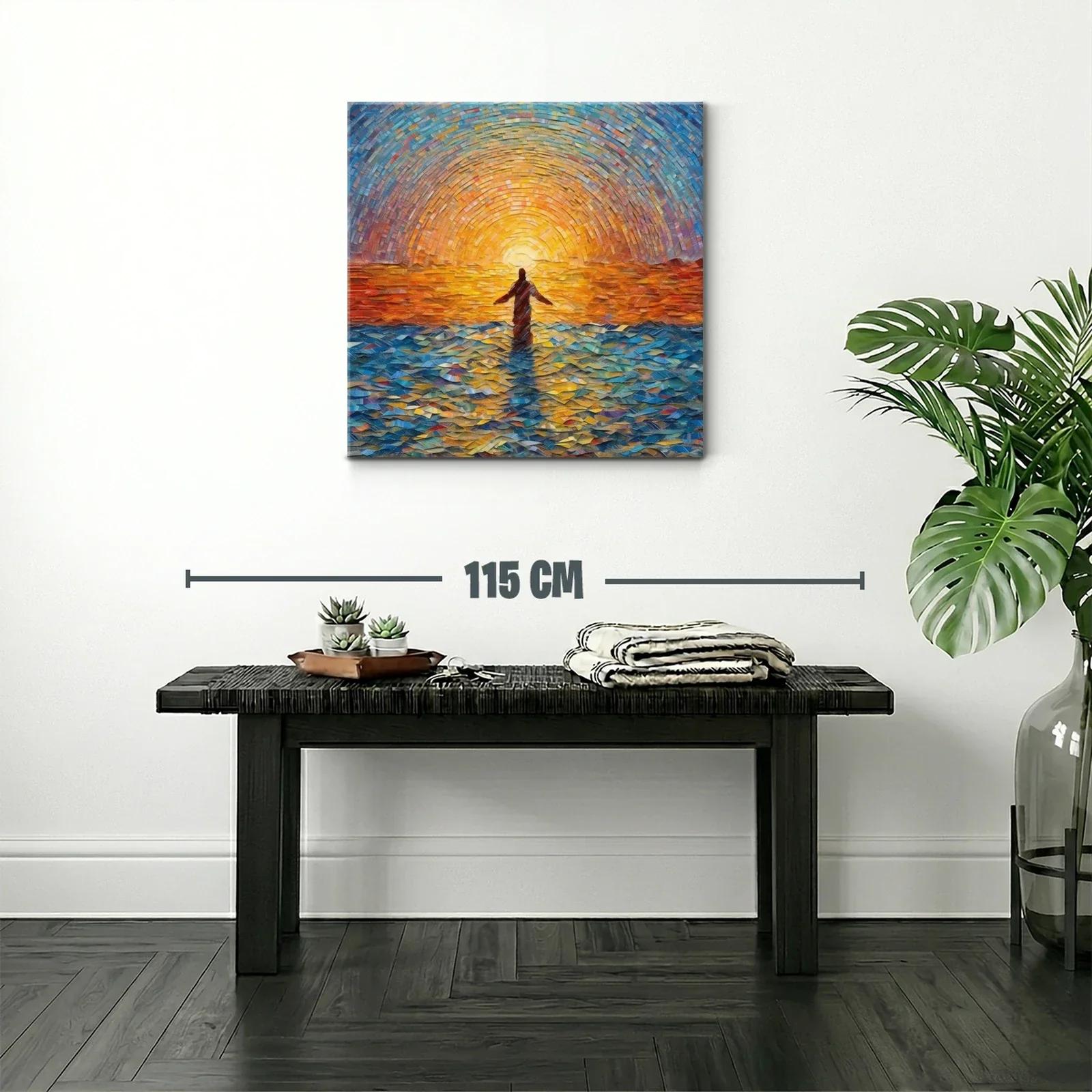 Figura Solitaria Frente a Un Mar Luminoso al Atardecer — miniatura 2