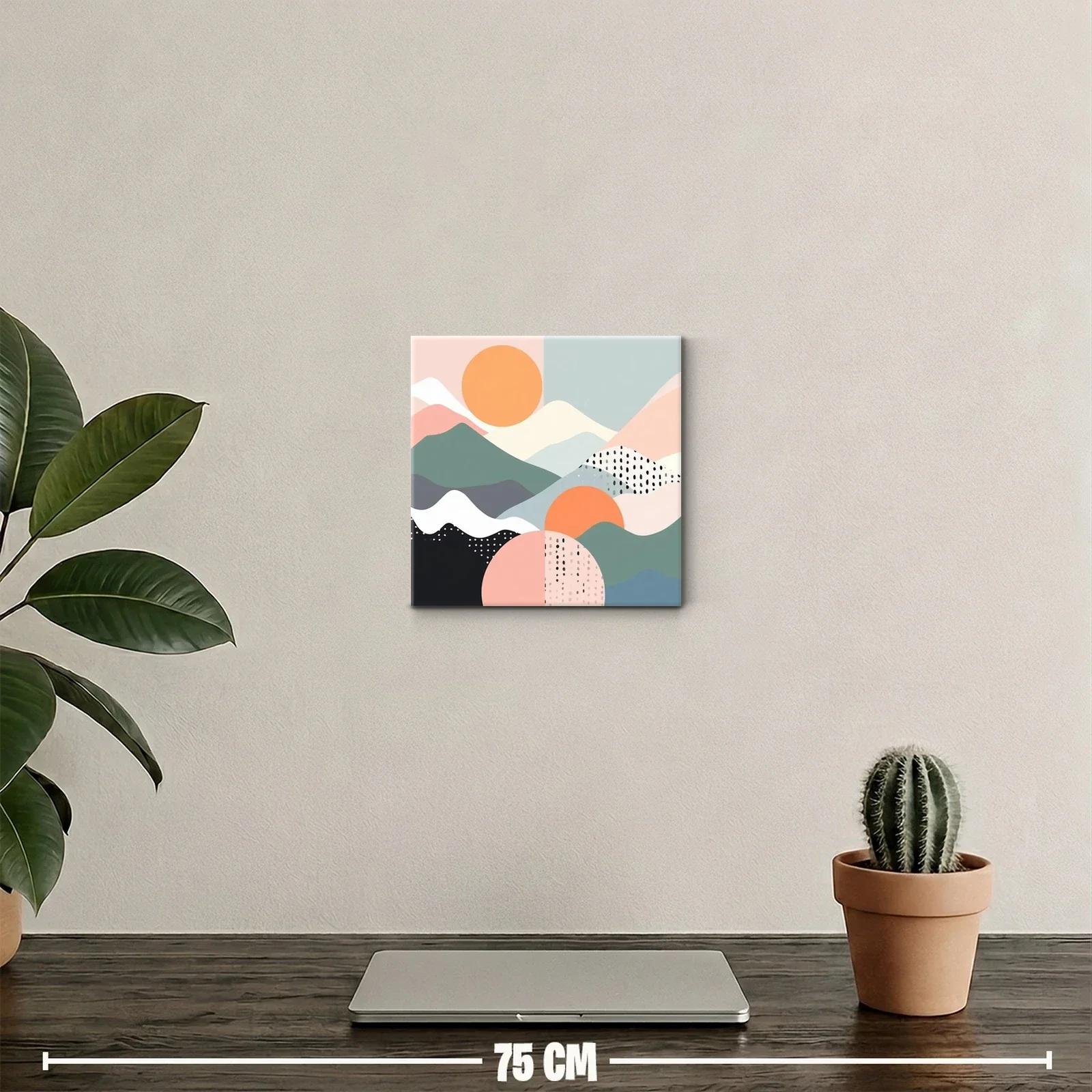 Cuadro abstracto con formas geométricas y colores suaves — miniatura 2