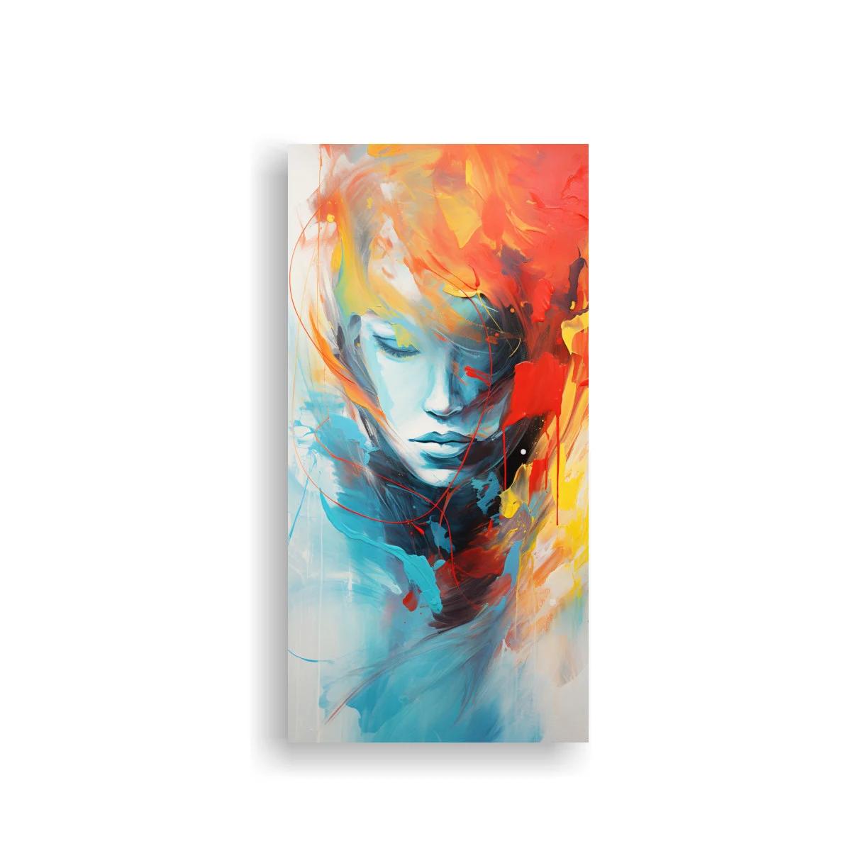 Cuadro rostro de mujer entre pinceladas de color — imagen principal