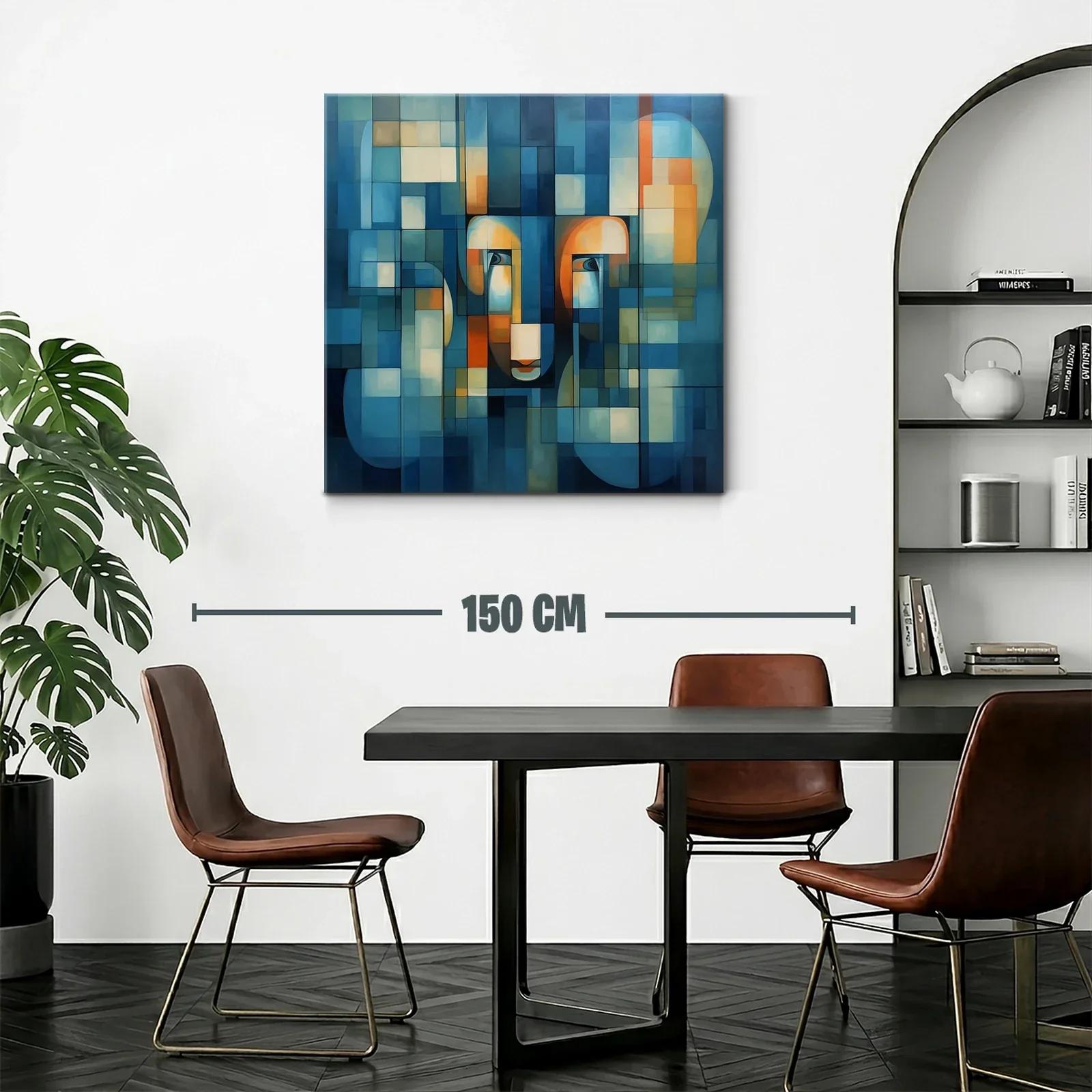Composición abstracta con figuras y tonos azules y cálidos — miniatura 2