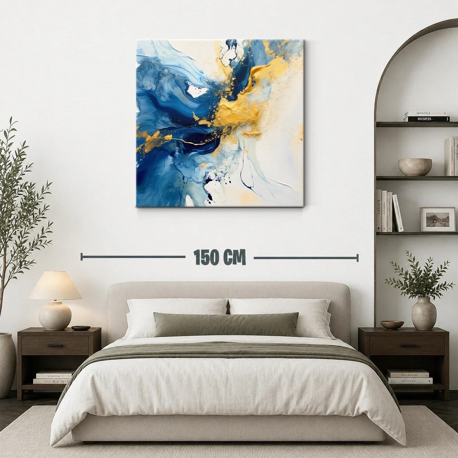 Arte abstracto con tonos azul y dorado vibrante — miniatura 3