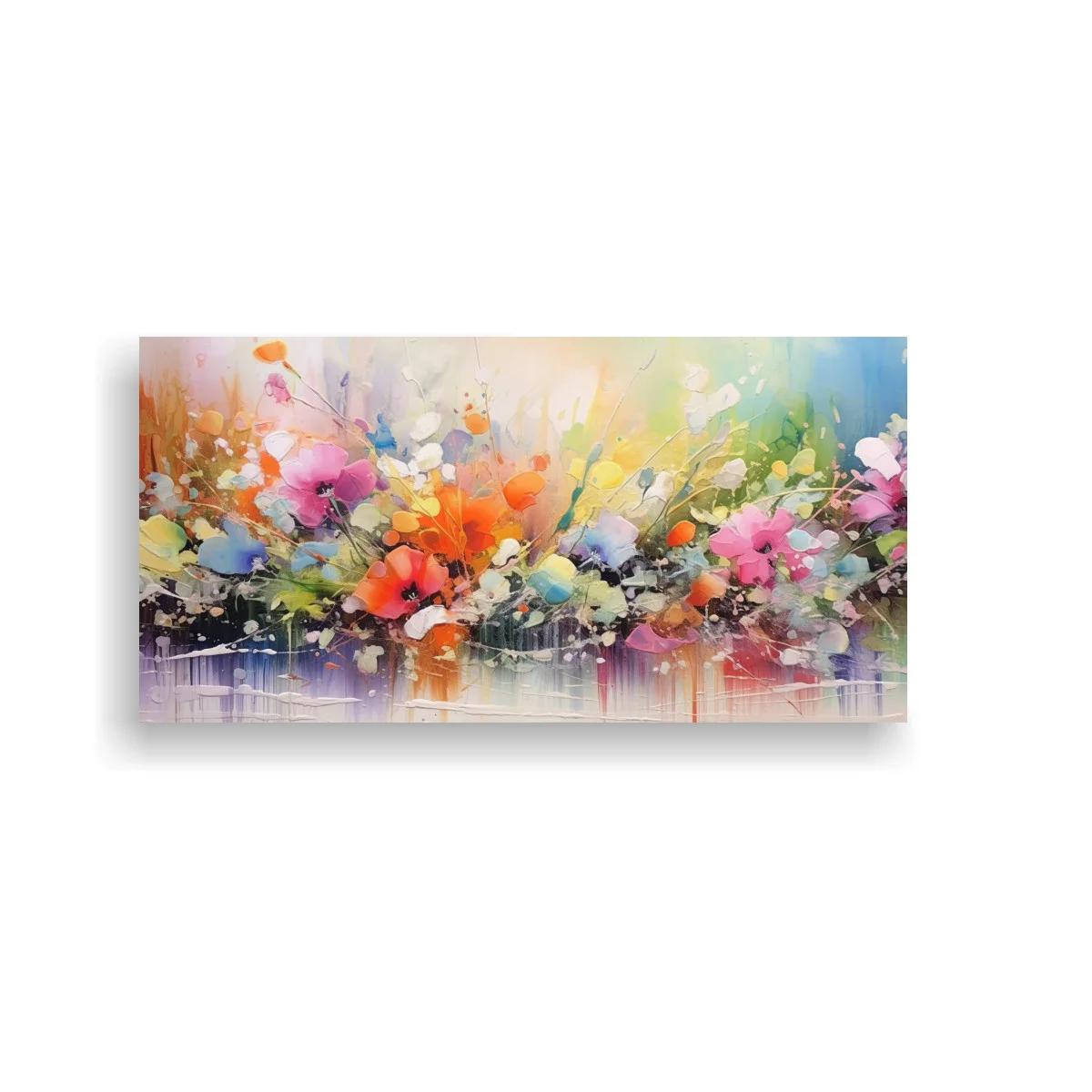 Cuadro ramo de flores silvestres con goteos y salpicaduras