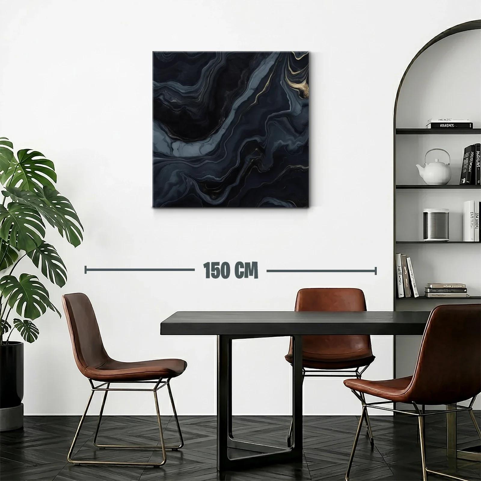 Cuadro abstracto con tonos oscuros y detalles dorados — miniatura 2