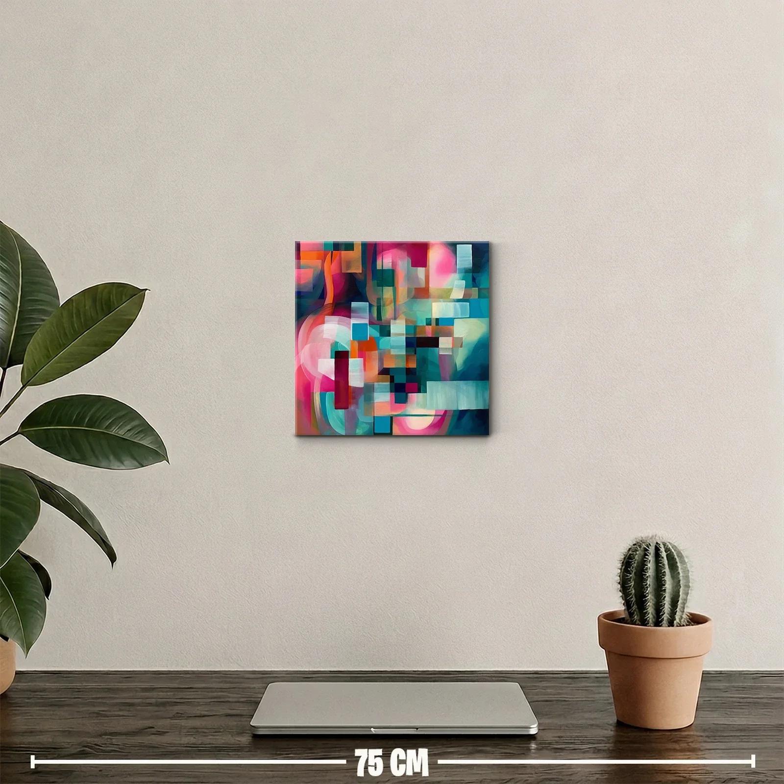 Cuadro Abstracto en Tonos Vibrantes y Geométricos — miniatura 2