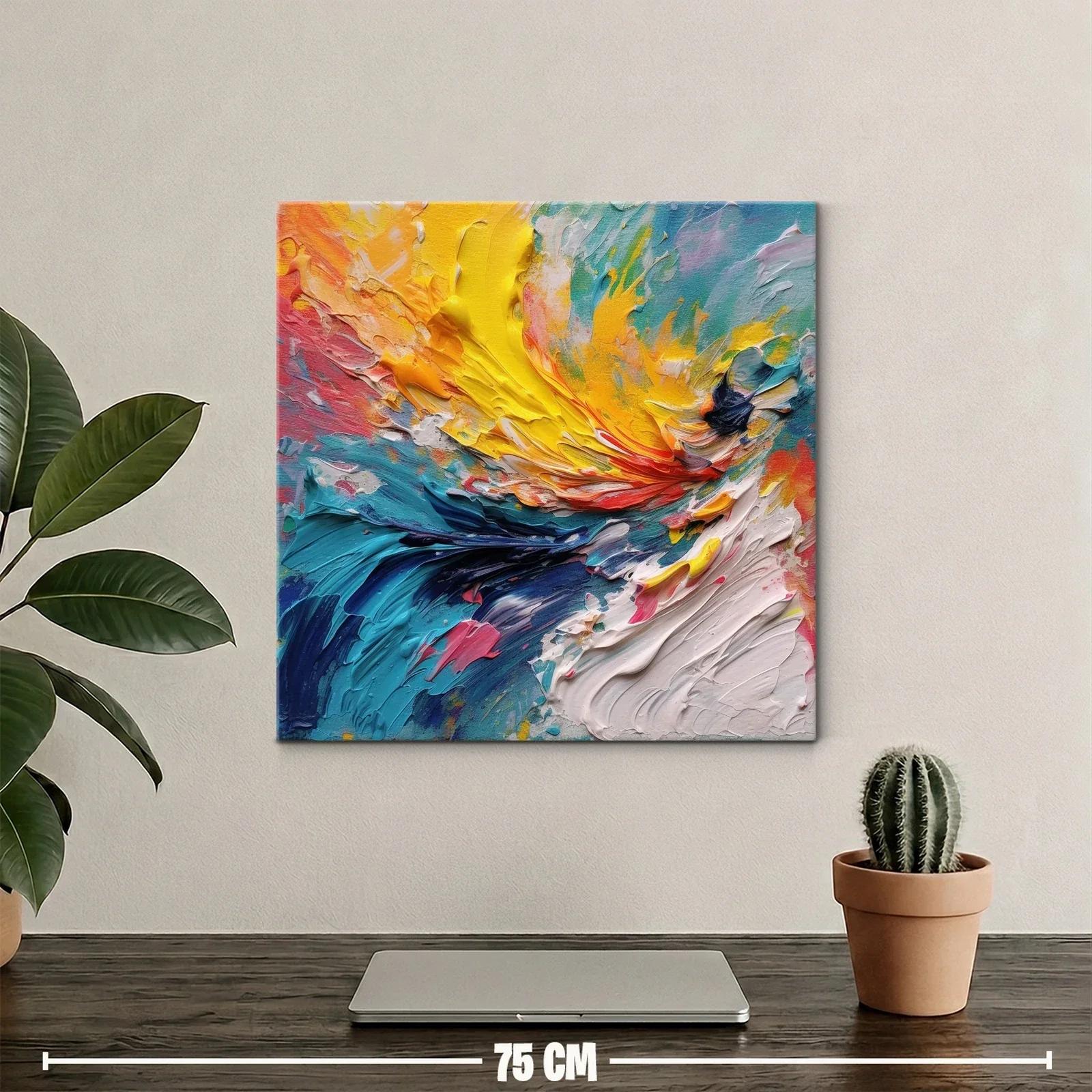 Cuadro abstracto en vibrantes tonos amarillo y azul — miniatura 2
