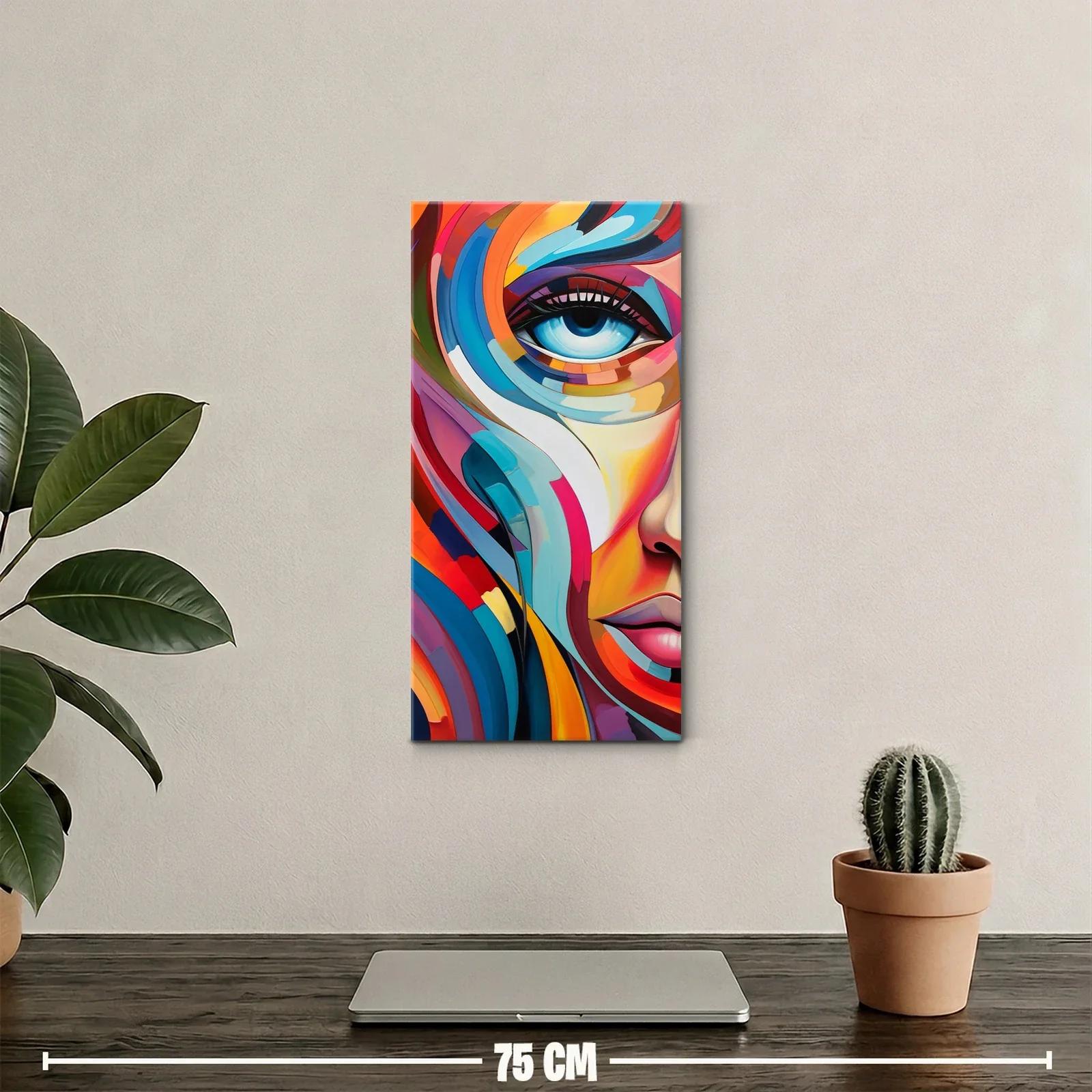 Cuadro ojo femenino con franjas de color vibrantes — miniatura 2