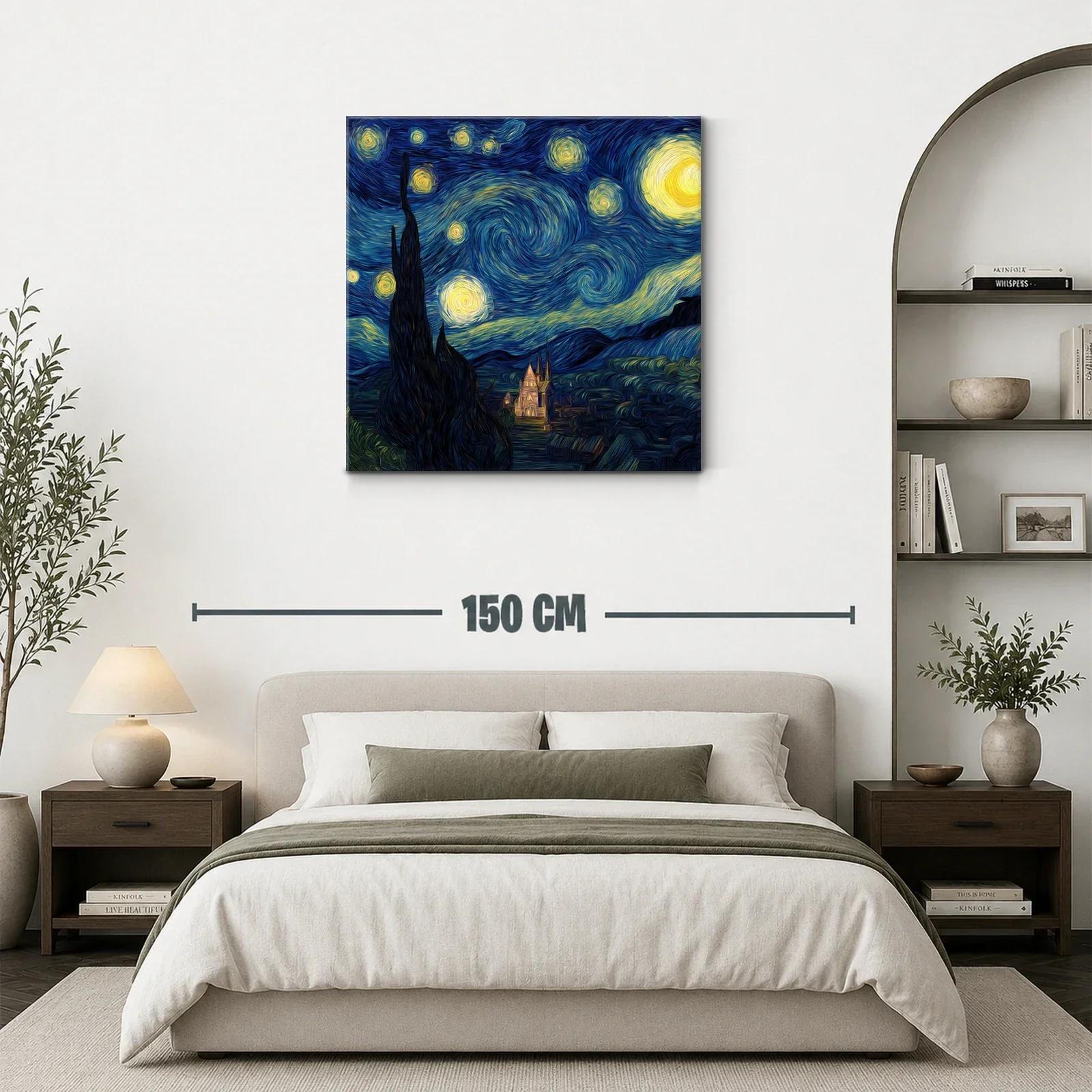 Cielo estrellado con remolinos en azul y amarillo — miniatura 3