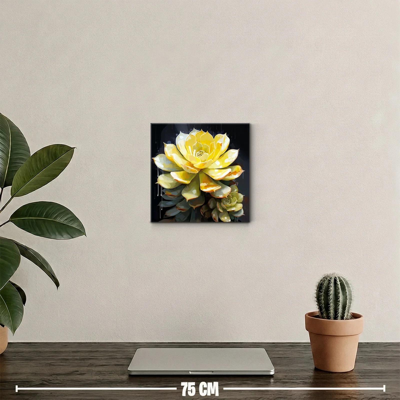 Cuadro decorativo con suculenta amarilla vibrante — miniatura 2