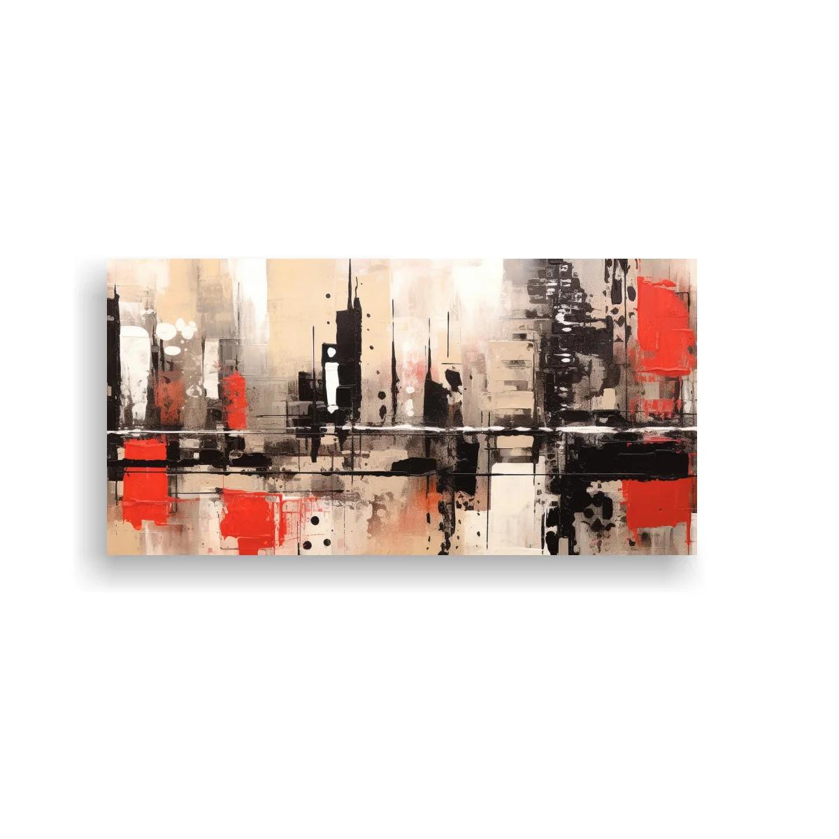 Cuadro skyline abstracto rojo con textura desgastada — imagen principal