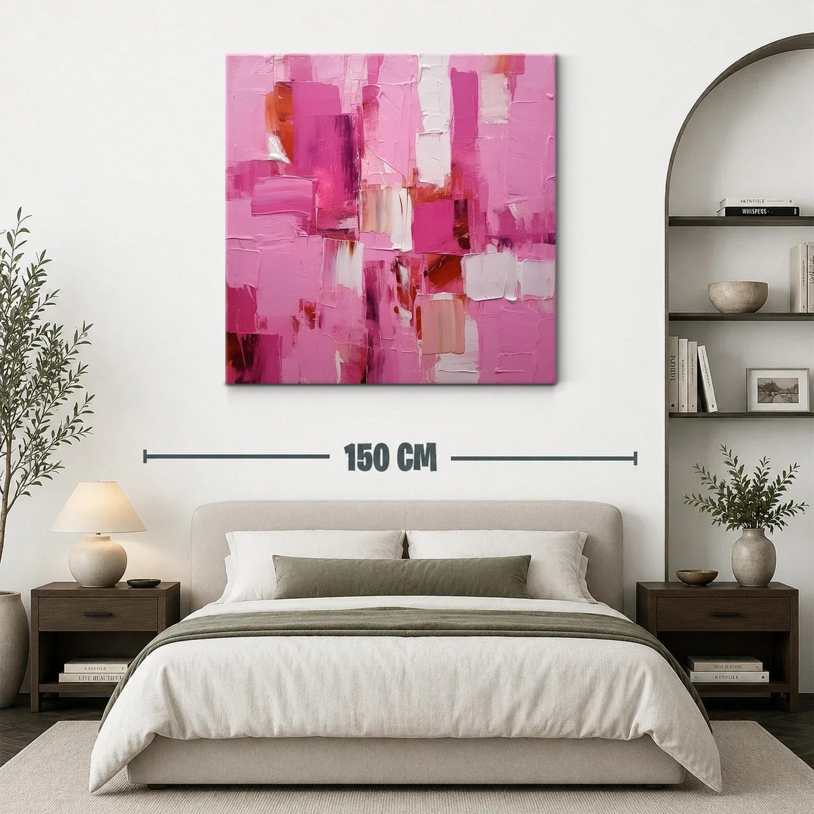 Cuadro abstracto con vibrantes tonos rosas y blancos — miniatura 3
