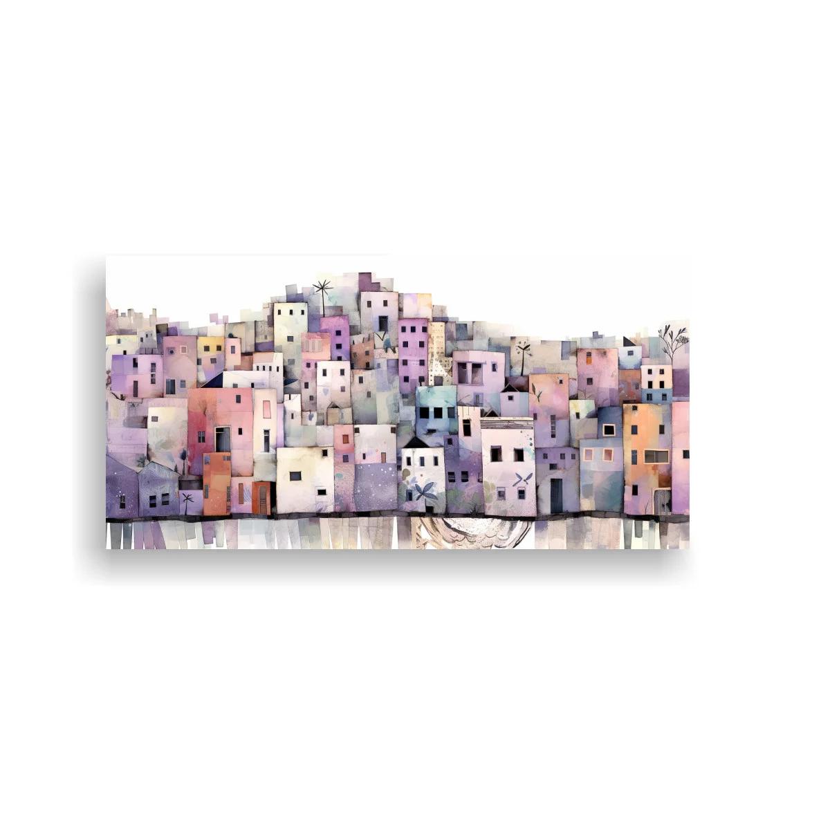 Cuadro casas apiladas en tonos pastel — imagen principal
