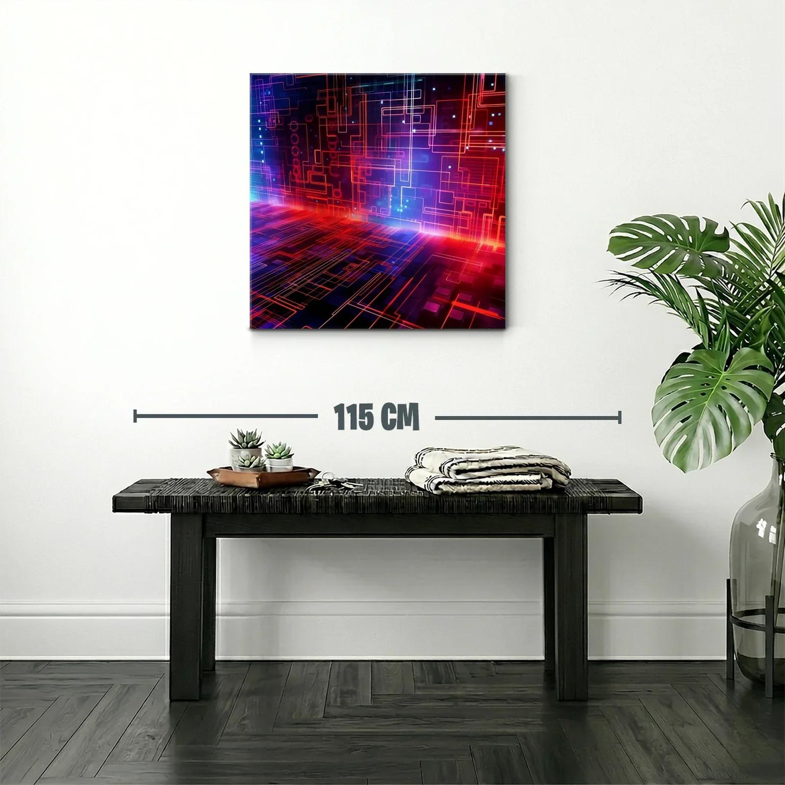 Composición abstracta de líneas luminosas en tonos cálidos y fríos — miniatura 2