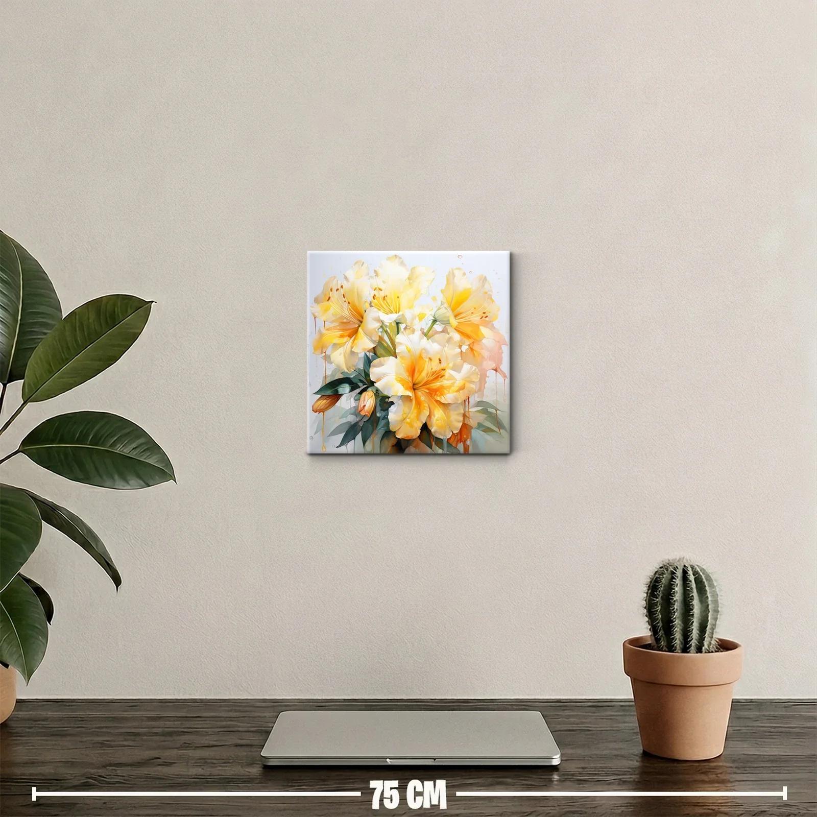 Cuadro floral con flores amarillas que irradian calidez y frescura — miniatura 2