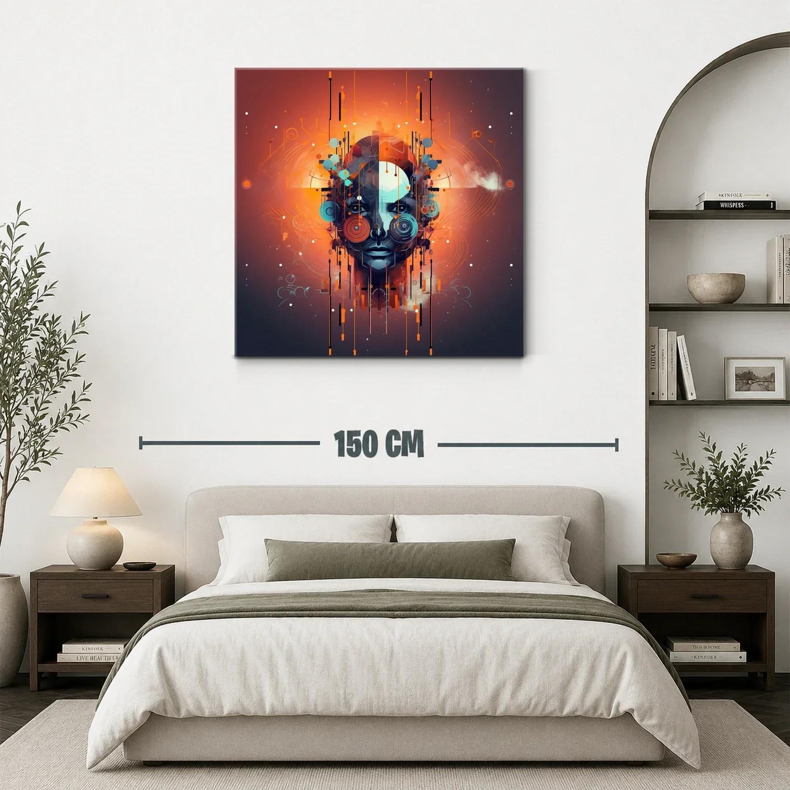 Rostro futurista con vibrantes tonalidades naranjas y azules — miniatura 3