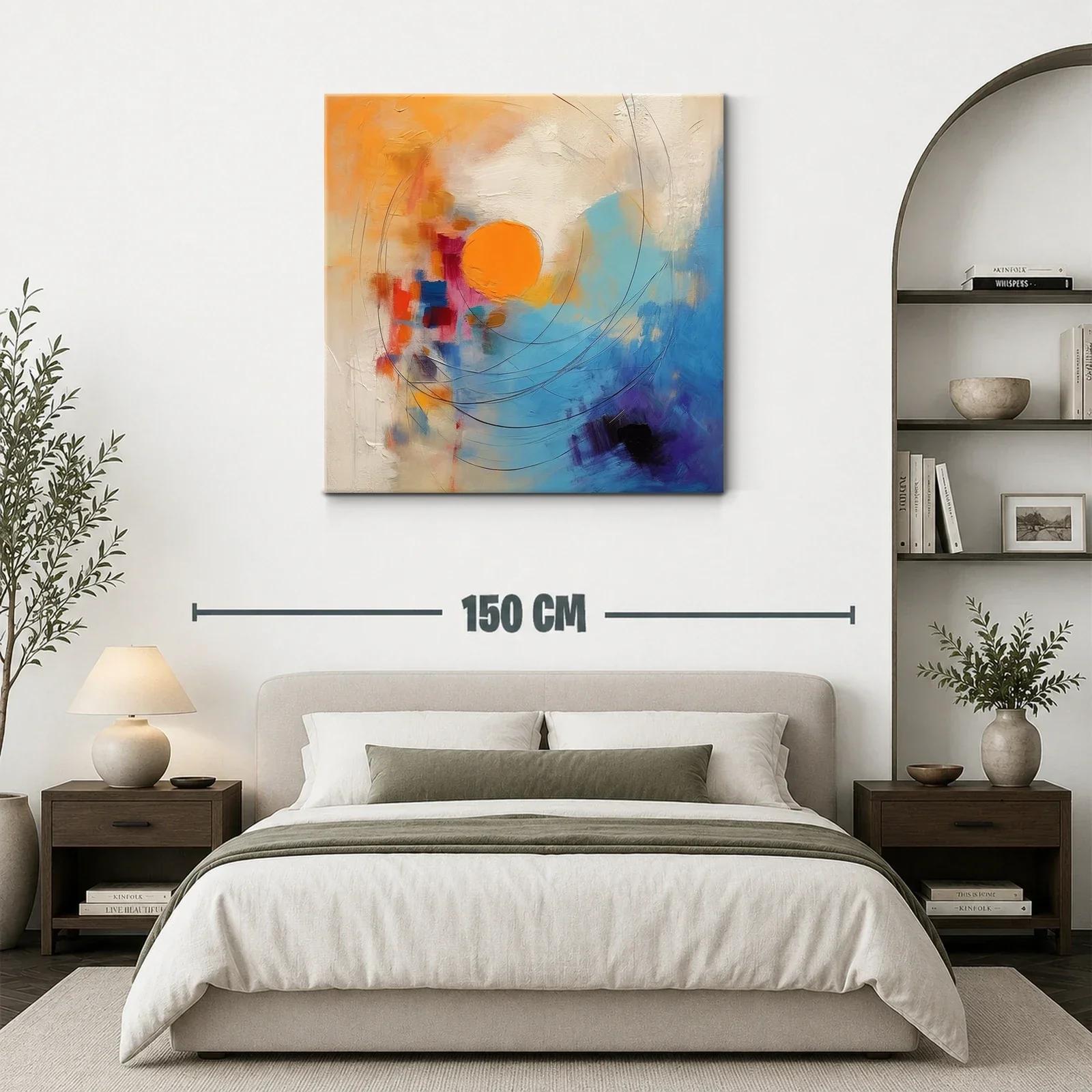 Cuadro abstracto con tonos vibrantes y formas circulares — miniatura 3