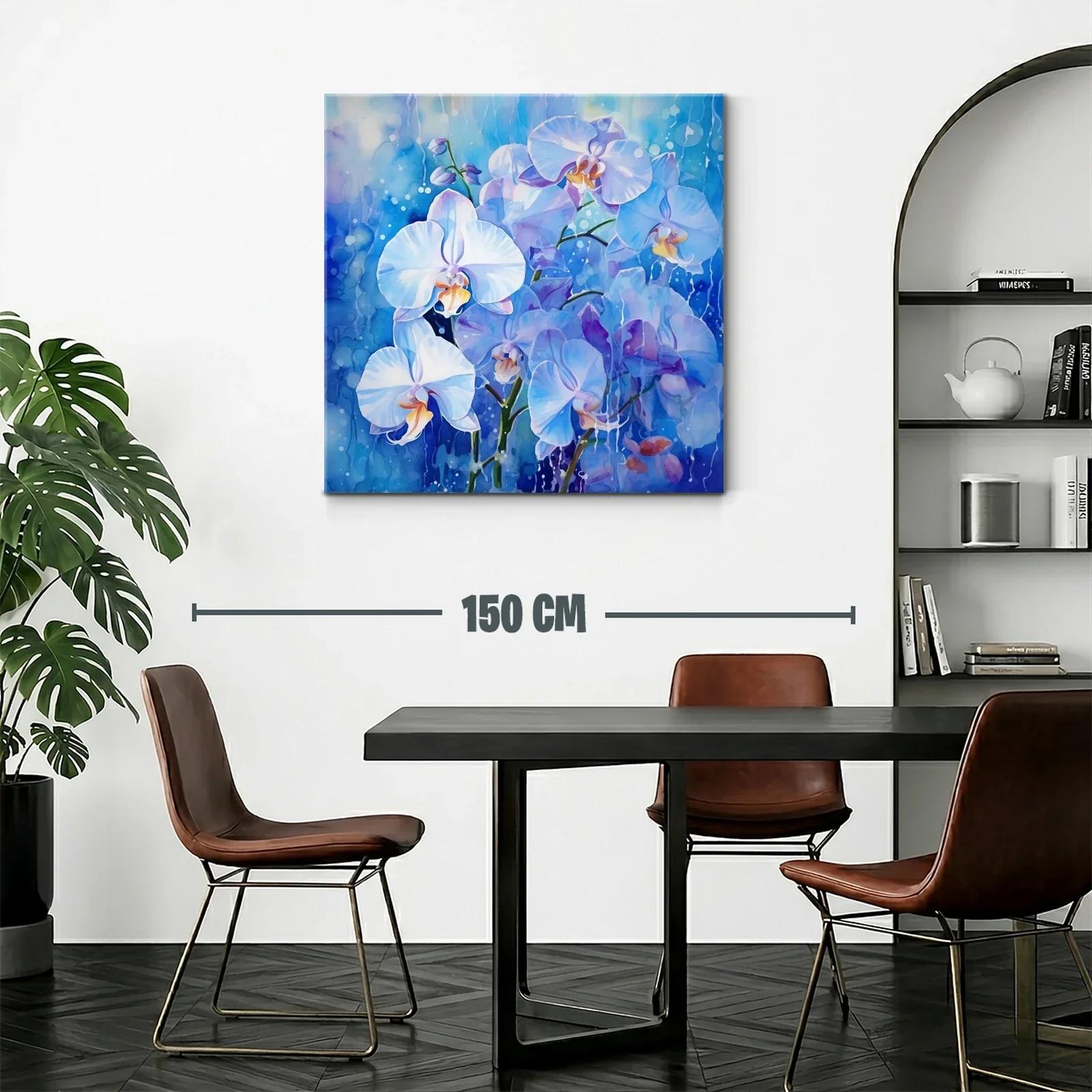 Orquídeas blancas sobre fondo azul vibrante — miniatura 2