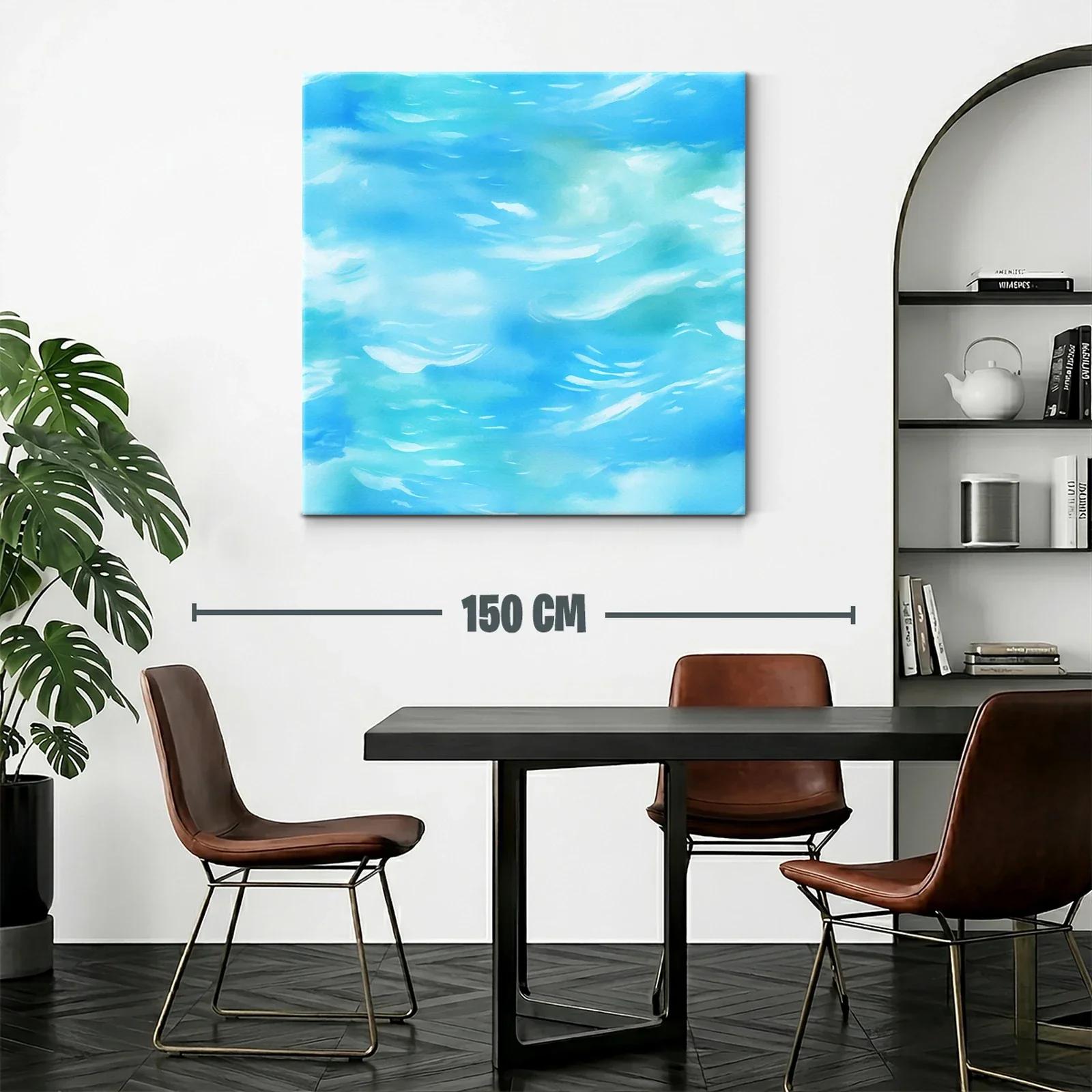 Cuadro Abstracto con Tonos Turquesa y Azules Suaves — miniatura 2