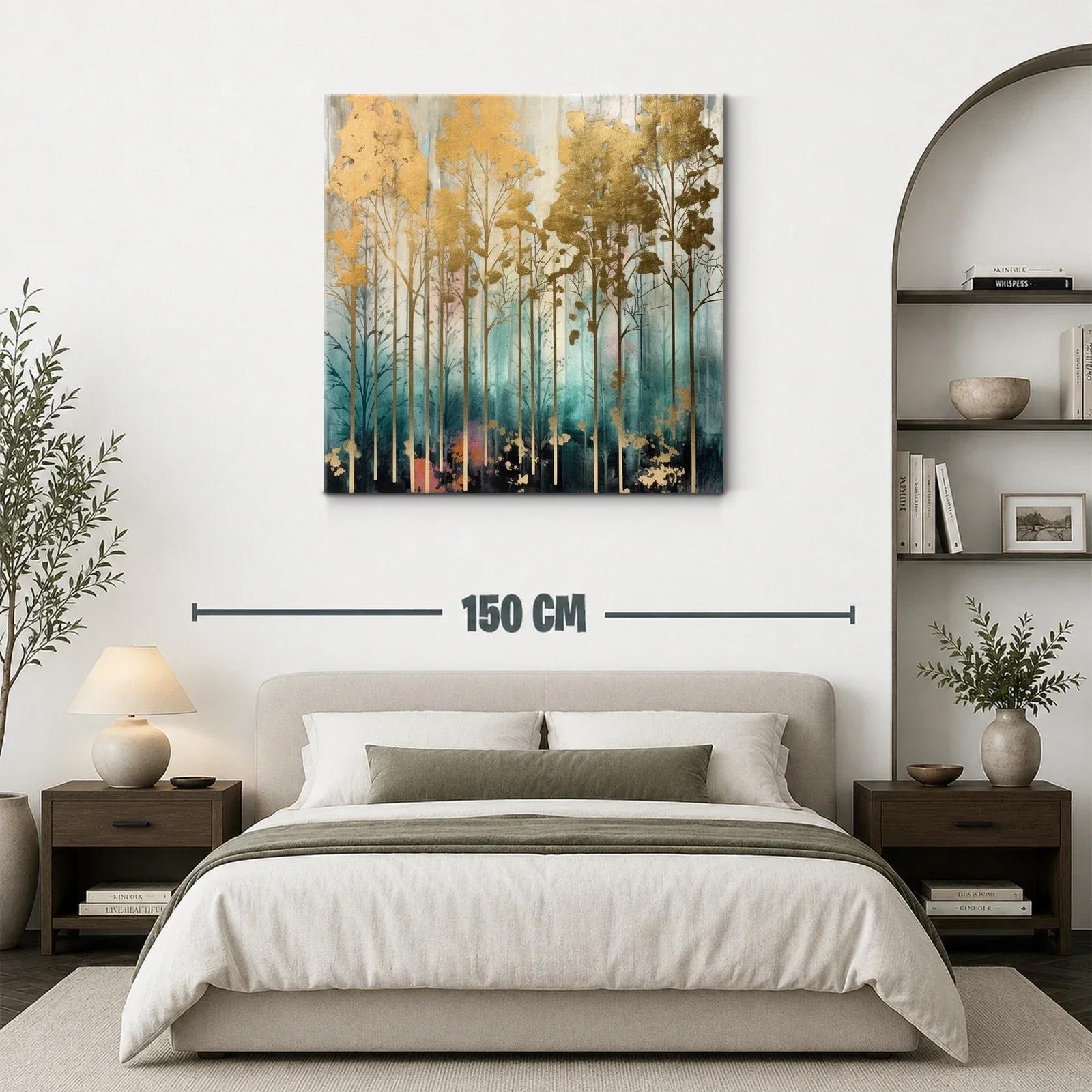 Bosque dorado entre tonalidades azul y rosa pastel — miniatura 3