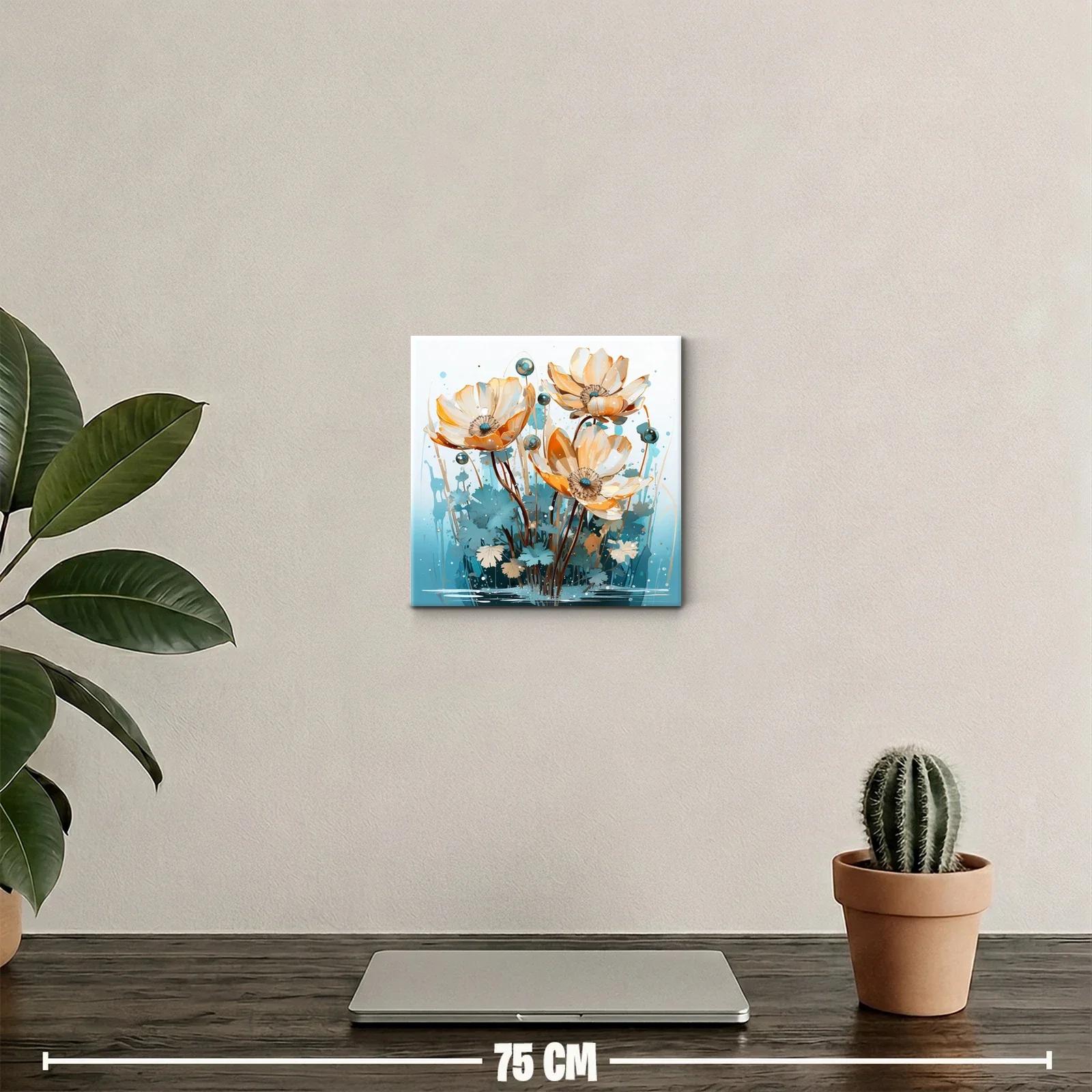 Flores contemporáneas en tonos cálidos y azulados — miniatura 2
