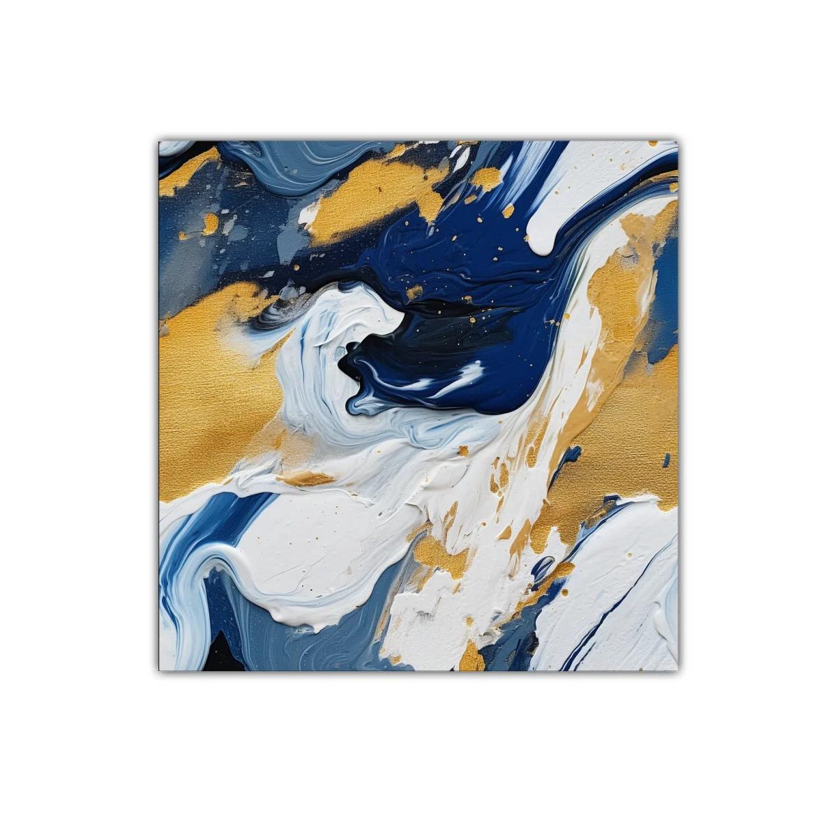 Cuadro decorativo con efecto abstracto en azul y dorado — miniatura 1
