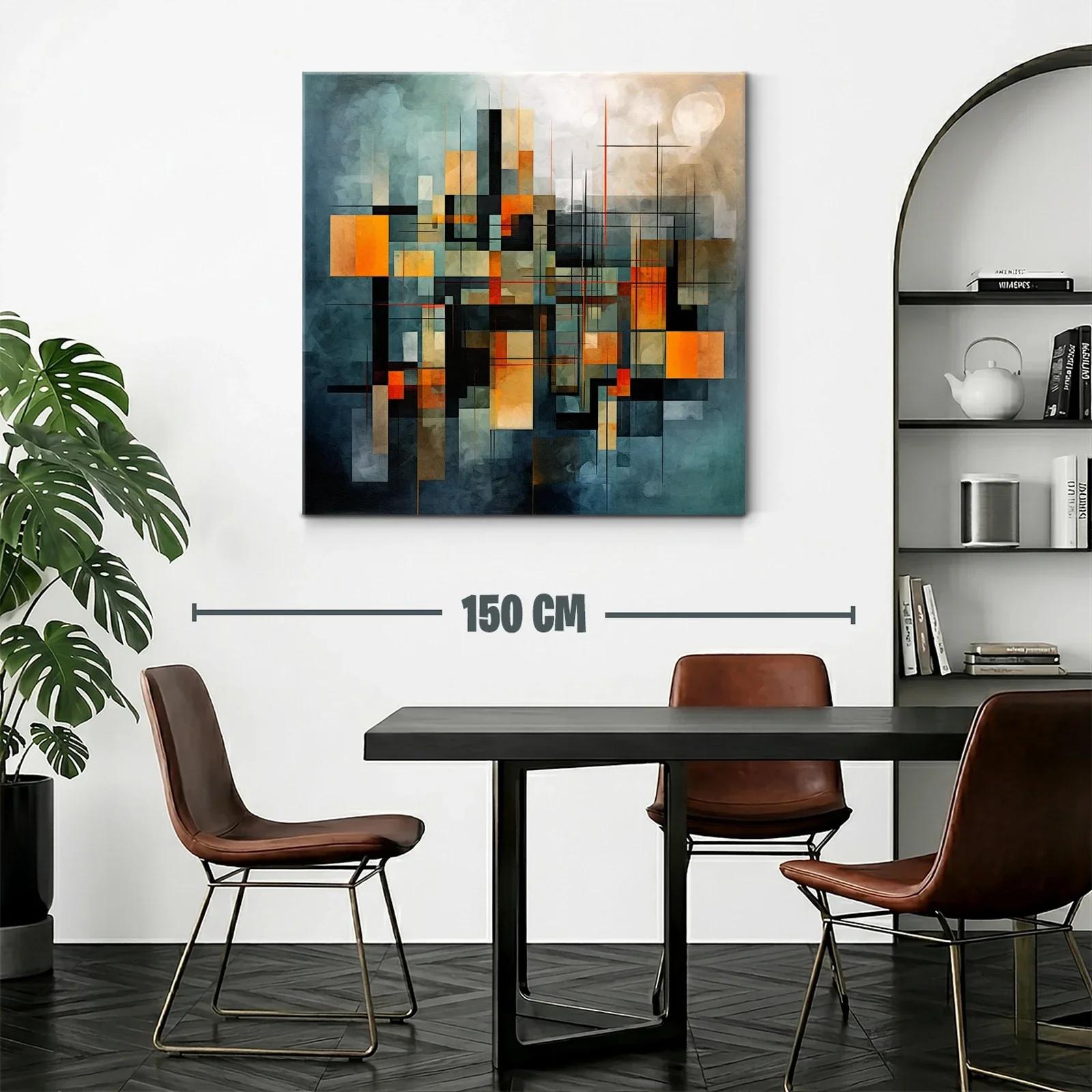 Composición geométrica abstracta en tonos cálidos y fríos — miniatura 2