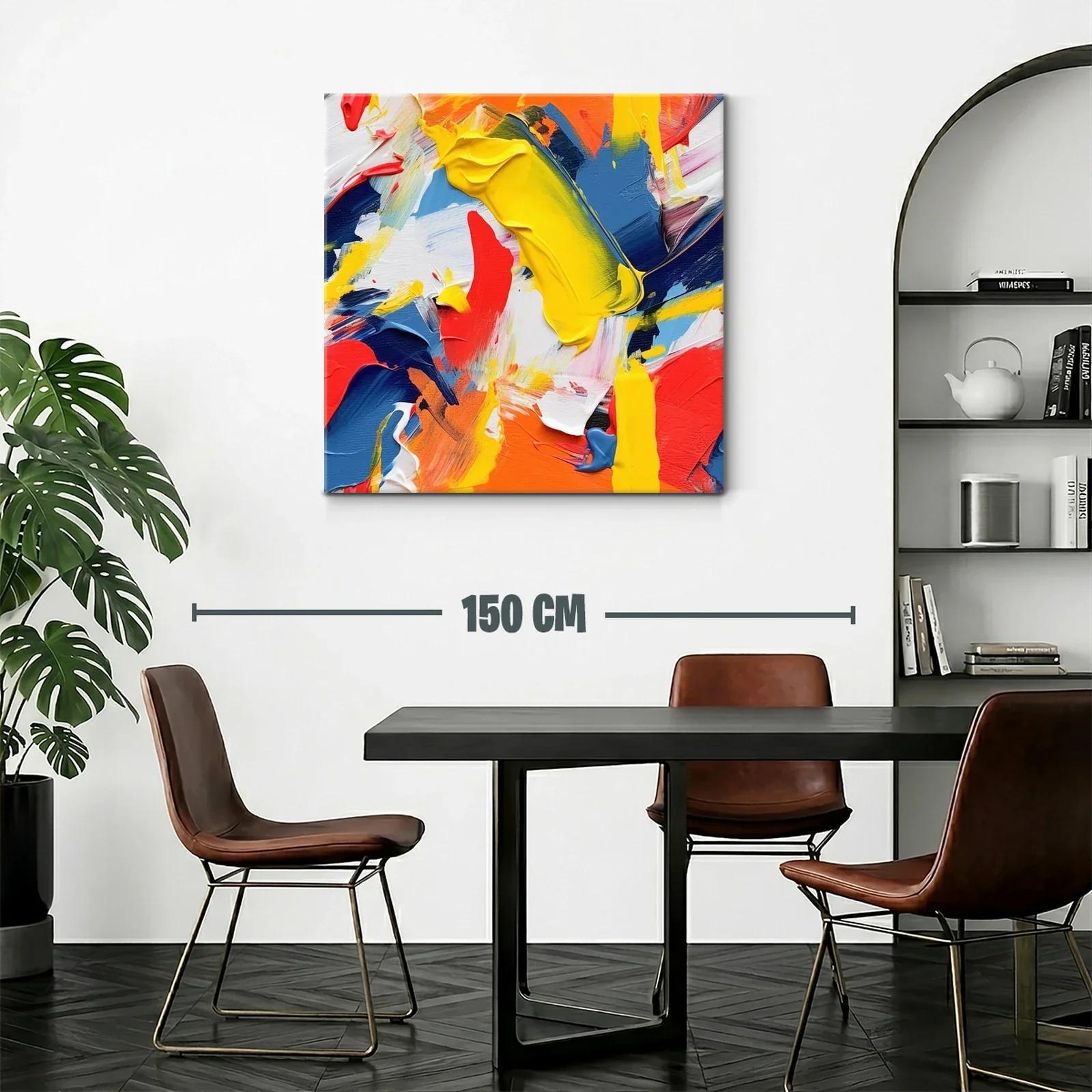 Cuadro abstracto en vibrantes tonos cálidos y fríos — miniatura 2