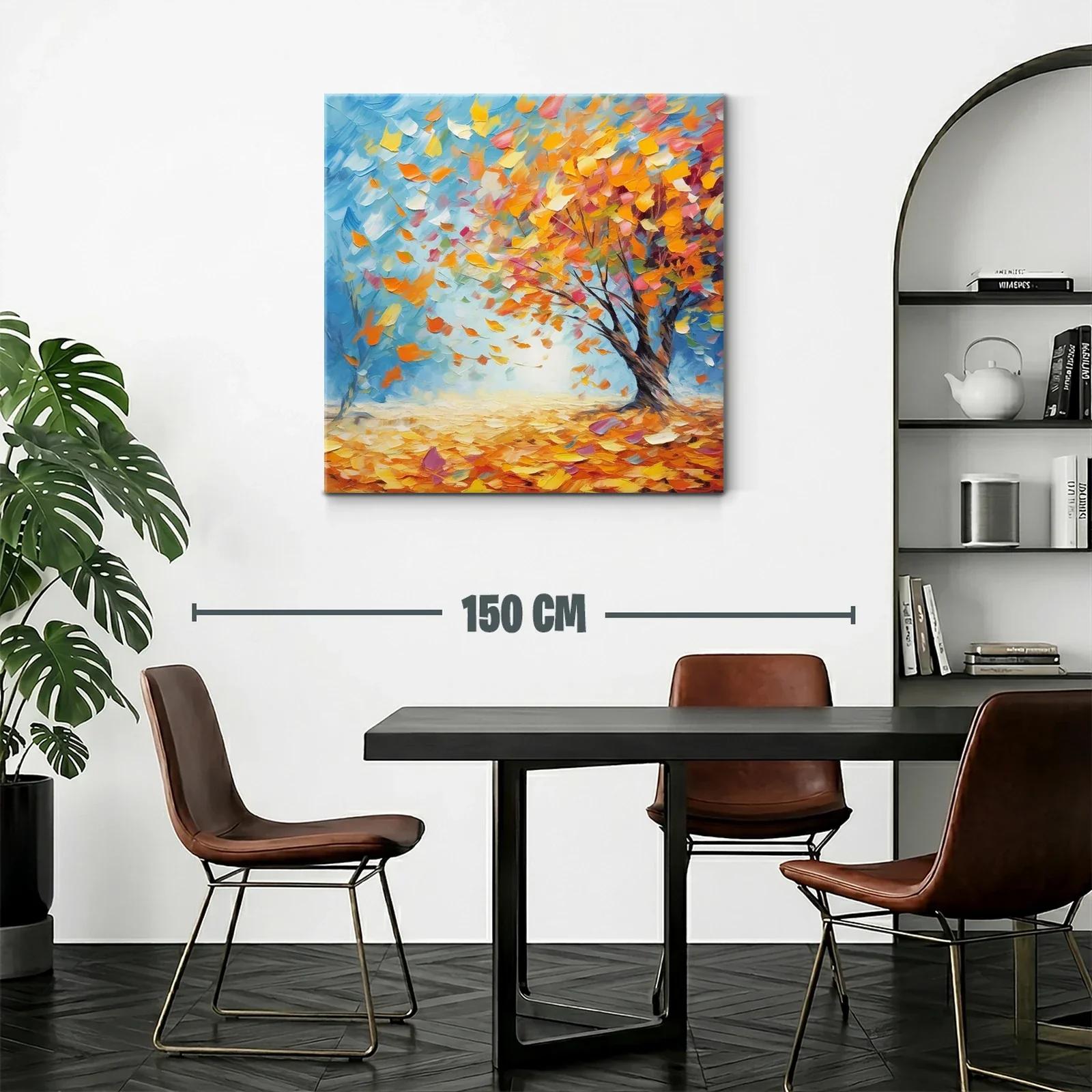 Cuadro vibrante con árbol y hojas otoñales en movimiento — miniatura 2