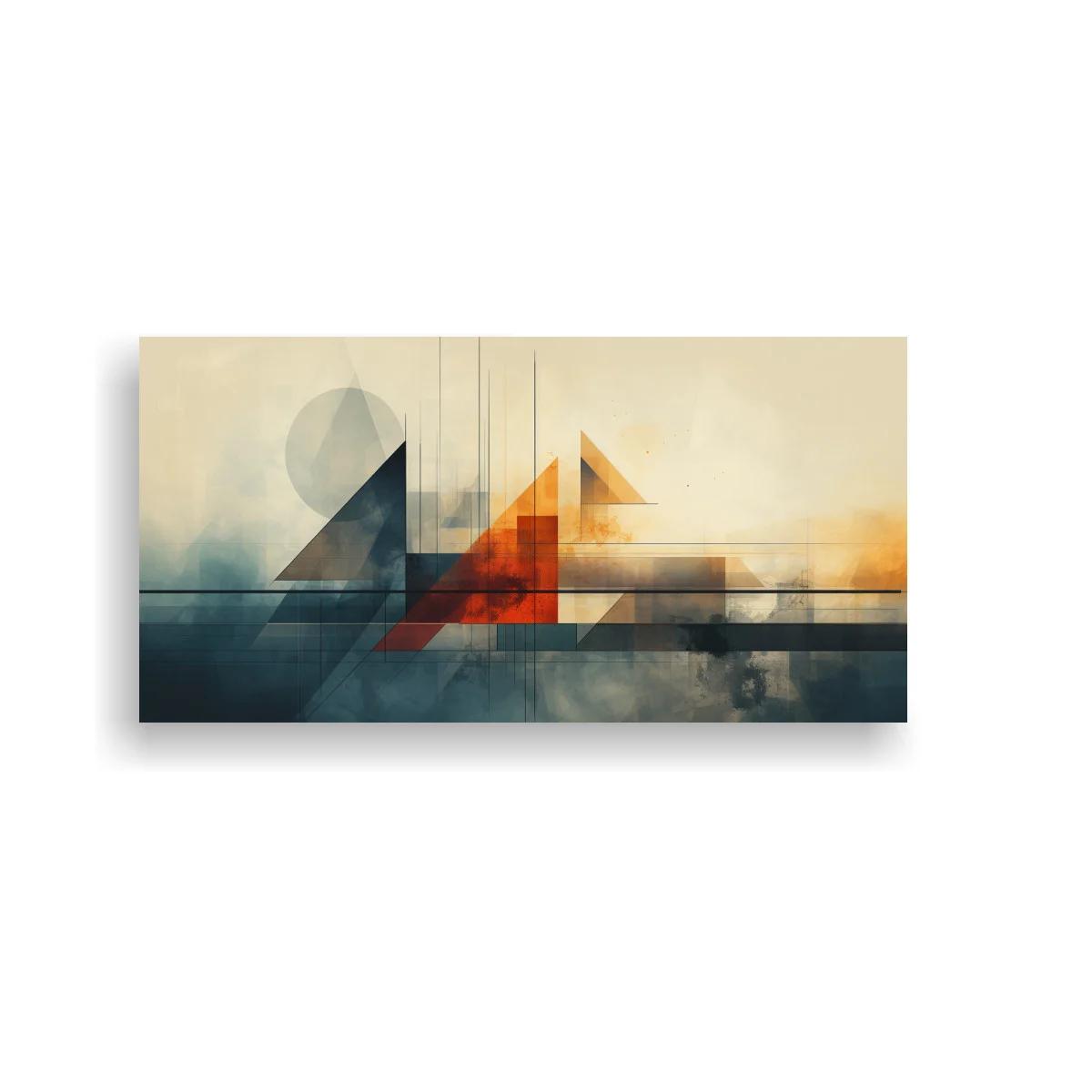 Cuadro geometría abstracta con niebla y luz superior — imagen principal