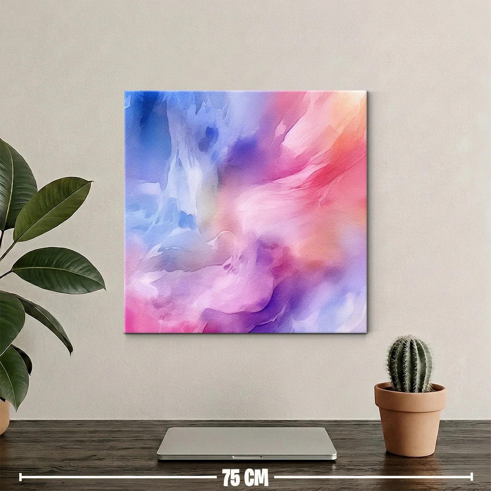 Cuadro abstracto en tonos violetas rosas y azules delicados — miniatura 2