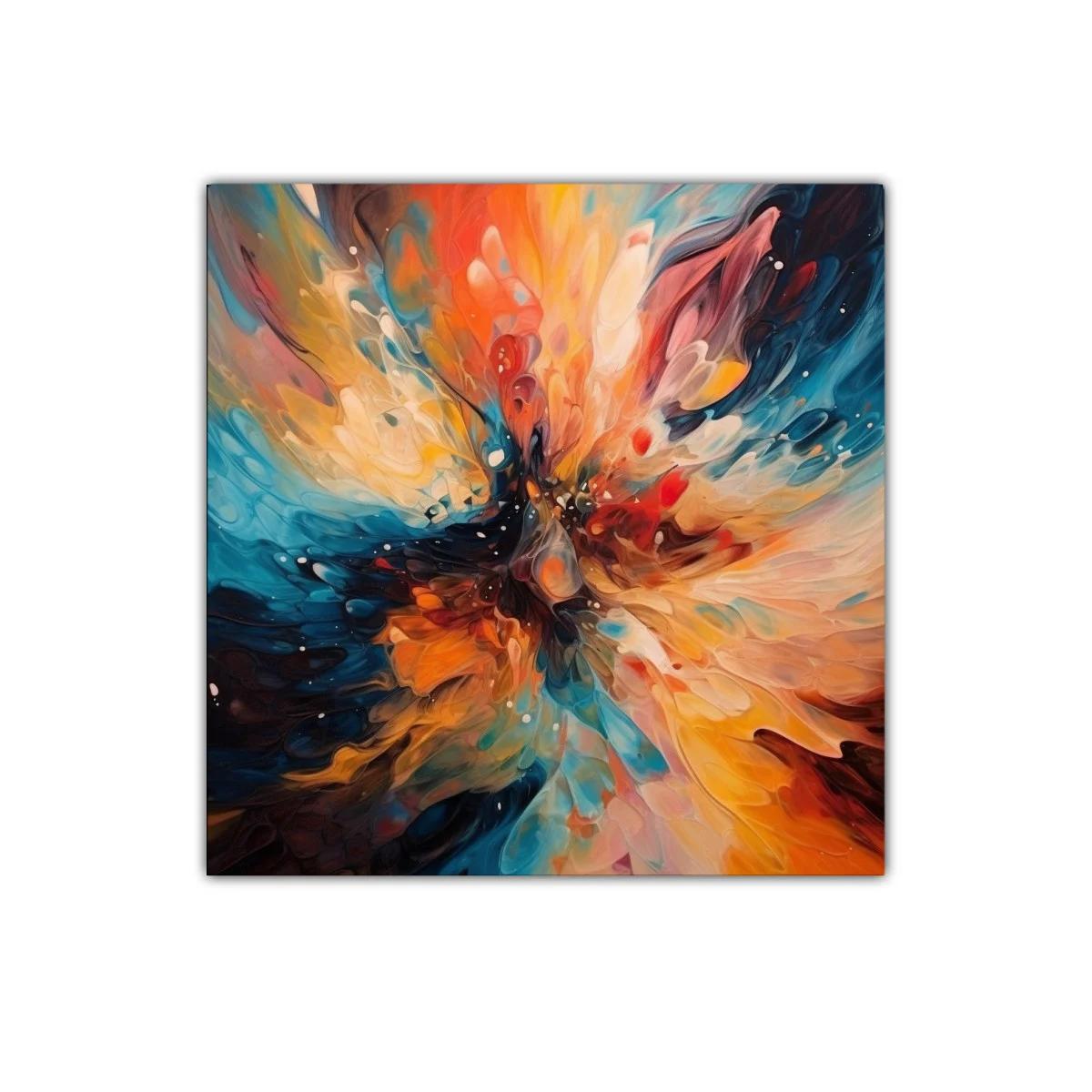 Cuadro abstracto explosión de colores cálidos y fríos — miniatura 1