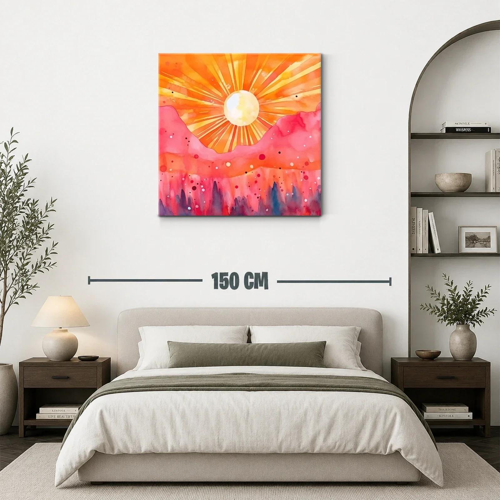 Atardecer vibrante con montañas rosa y sol radiante — miniatura 3