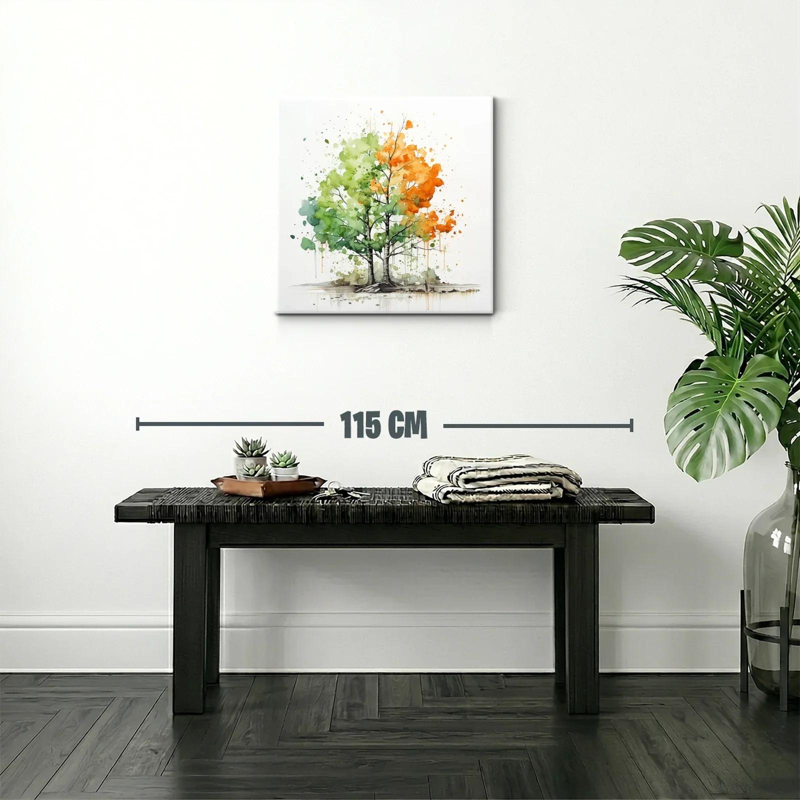 Árbol en transición con tonos verdes y naranjas vibrantes — miniatura 2
