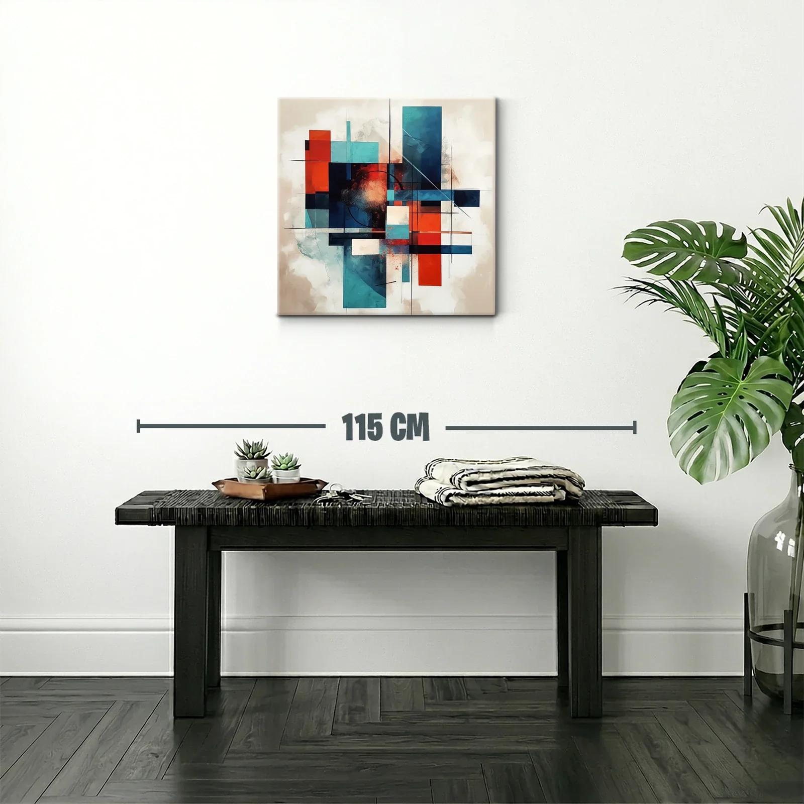 Composición abstracta en azul y rojo con formas geométricas — miniatura 2