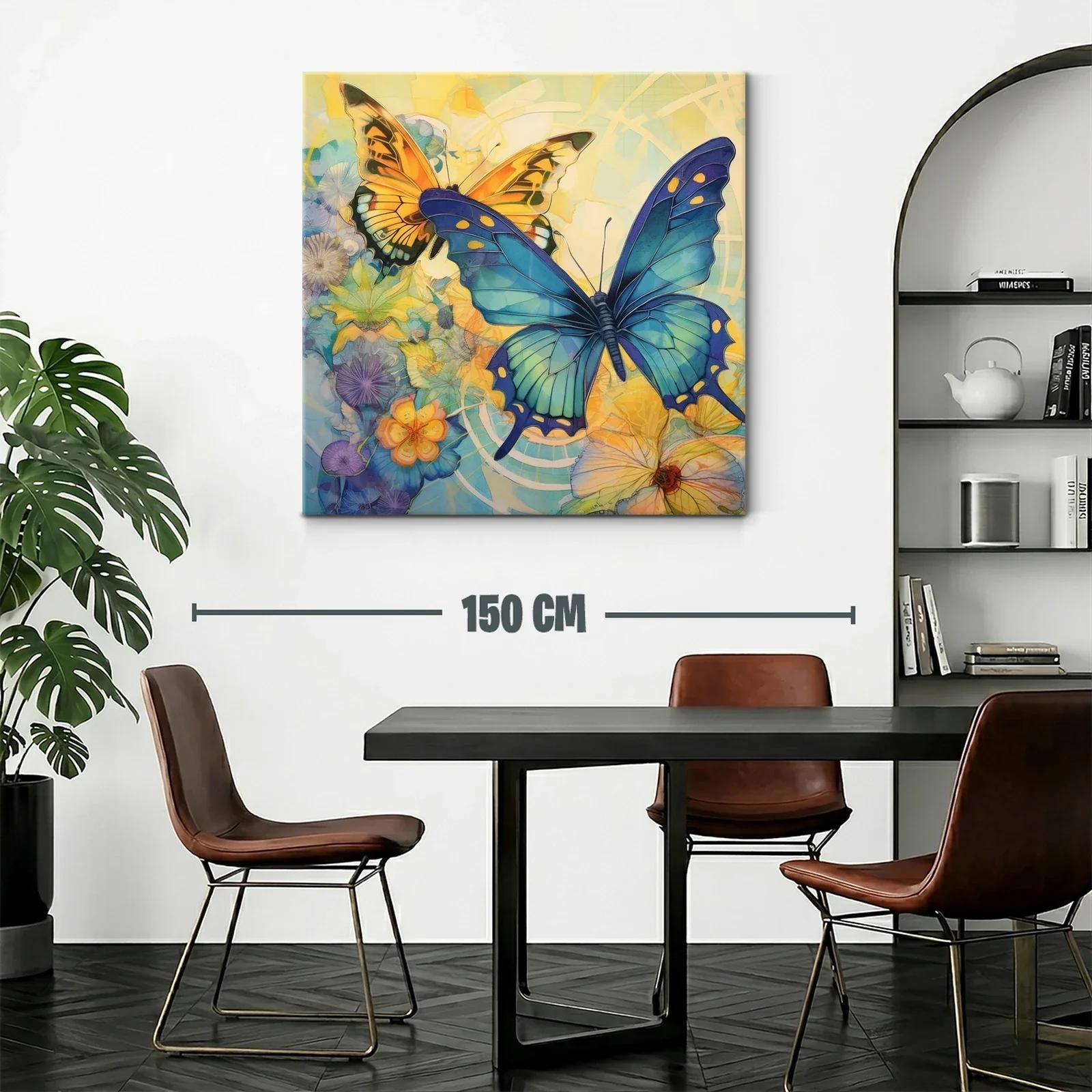 Mariposas vibrantes sobre fondo floral abstracto — miniatura 2