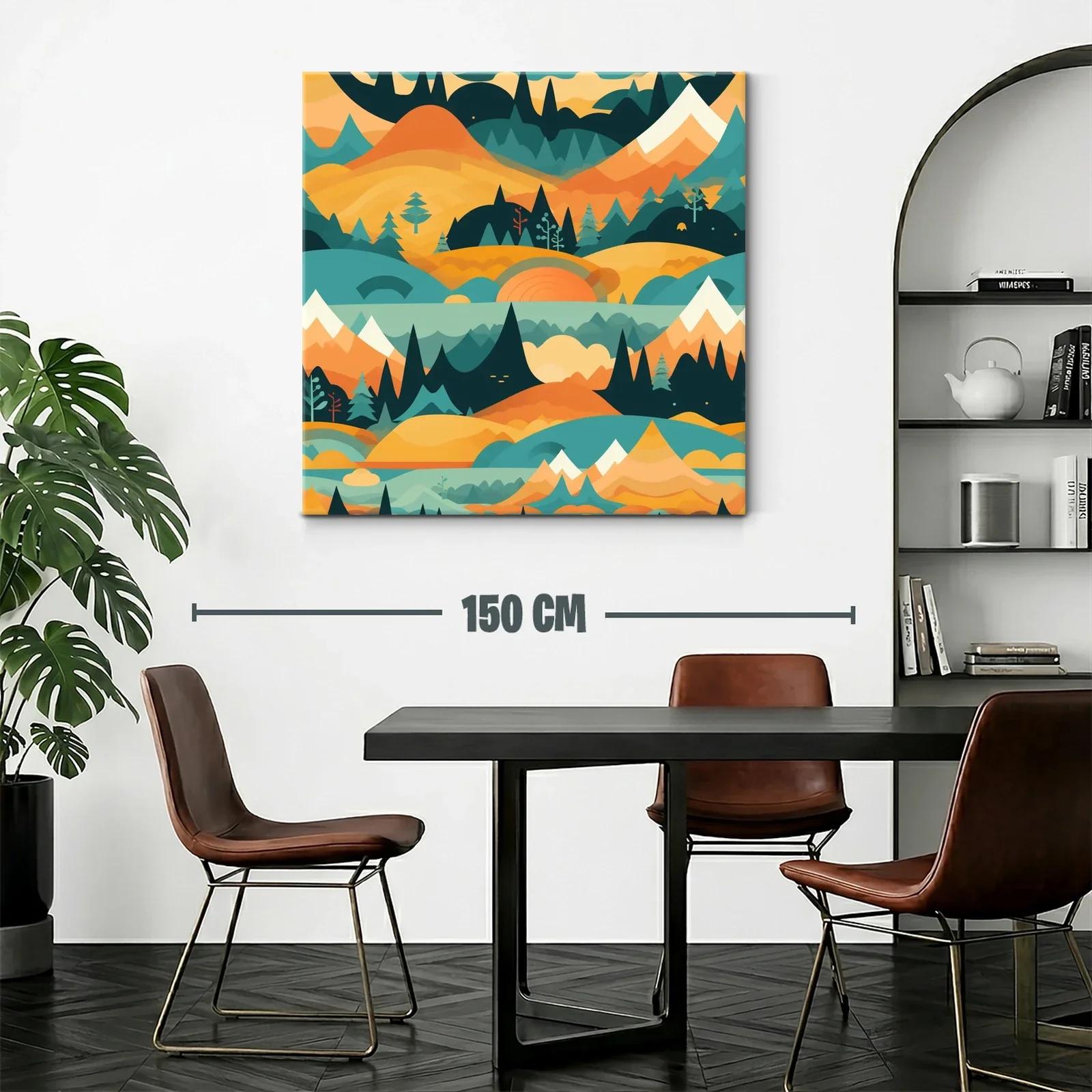 Paisaje abstracto con montañas y bosques en tonos cálidos — miniatura 2