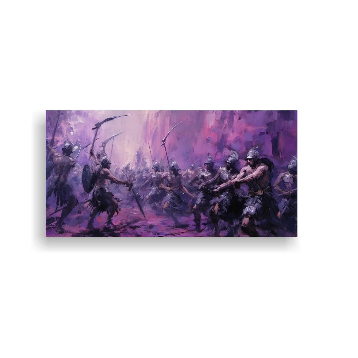 Cuadro batalla de guerreros con escudos redondos — imagen principal