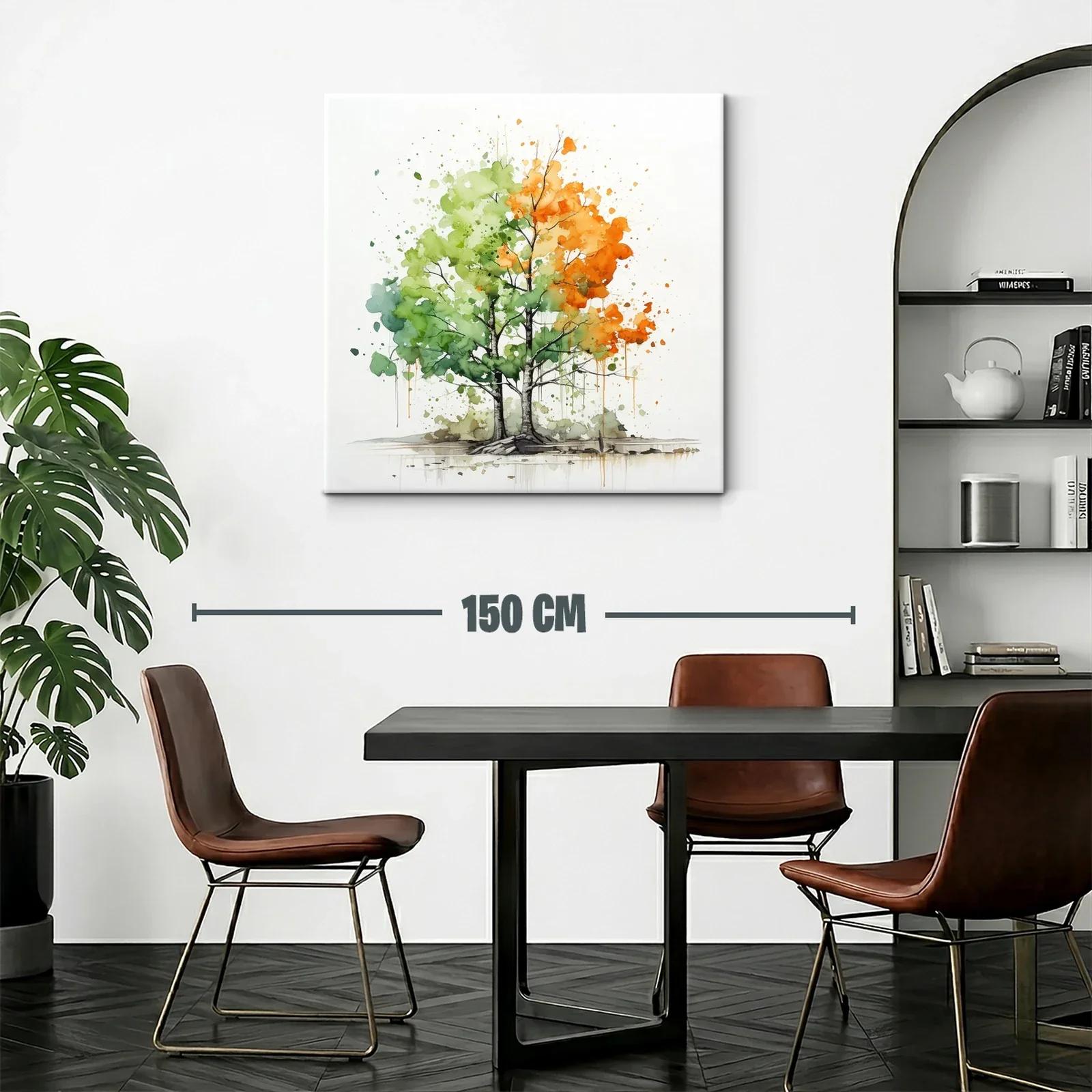 Árbol en transición con tonos verdes y naranjas vibrantes — miniatura 2