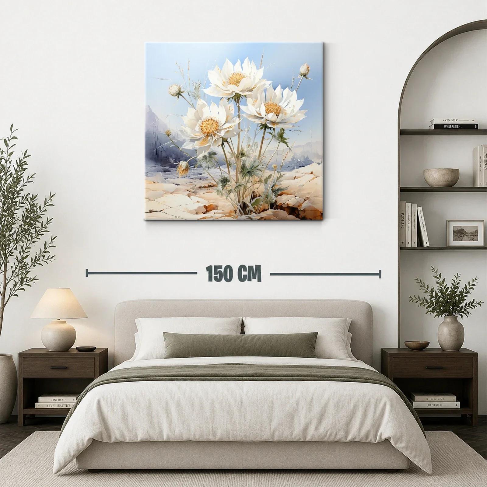 Flores blancas destacando en paisaje árido y sereno — miniatura 3