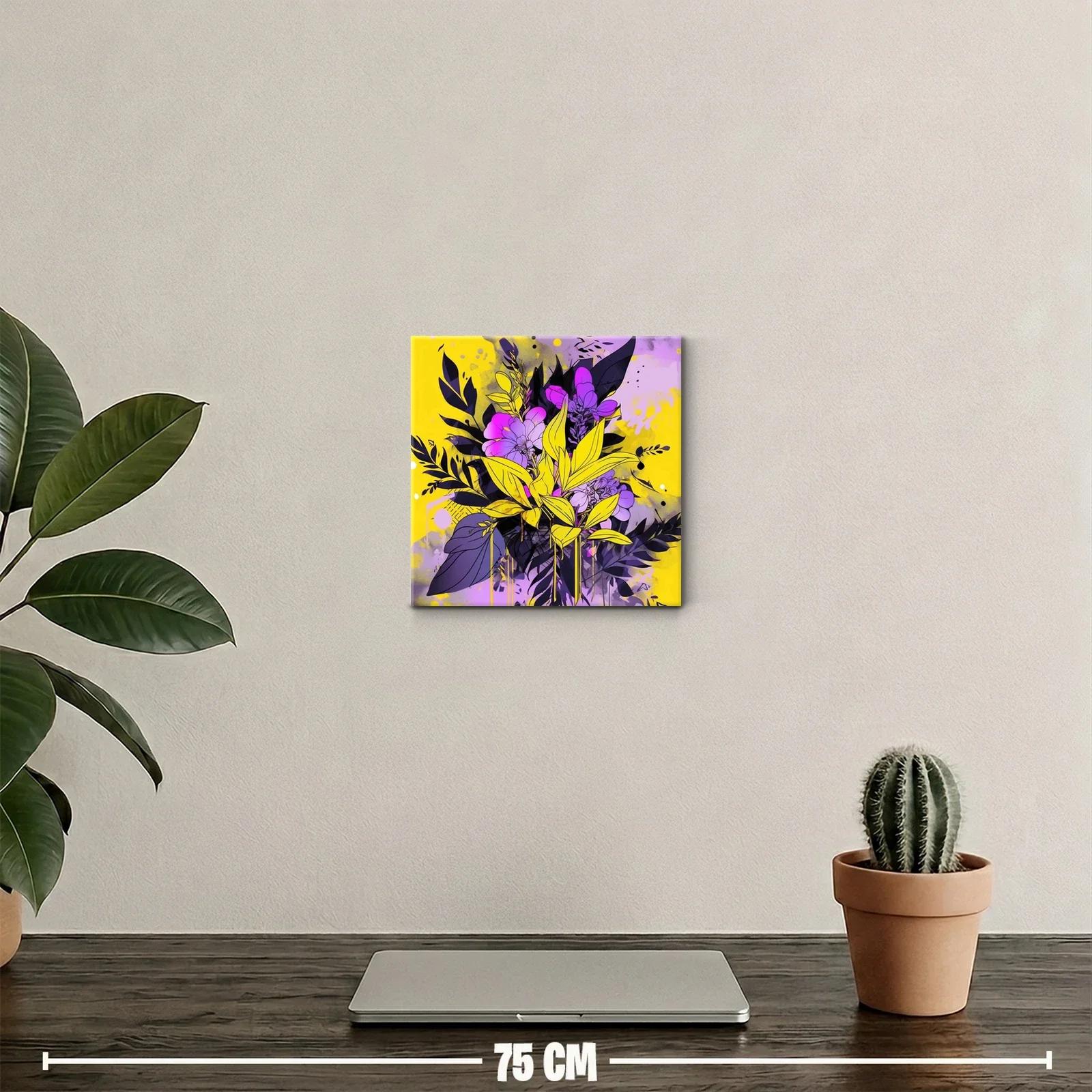 Composición floral vibrante en tonos violetas y amarillos — miniatura 2