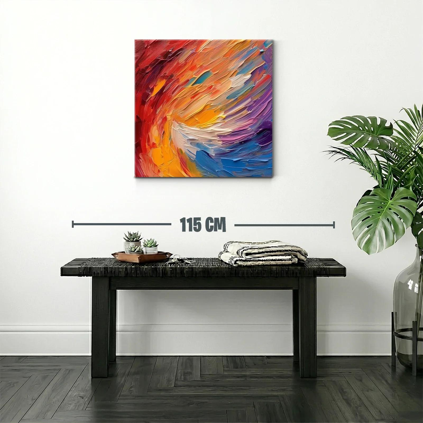 Cuadro abstracto enérgico con vibrantes tonos cálidos y fríos — miniatura 2