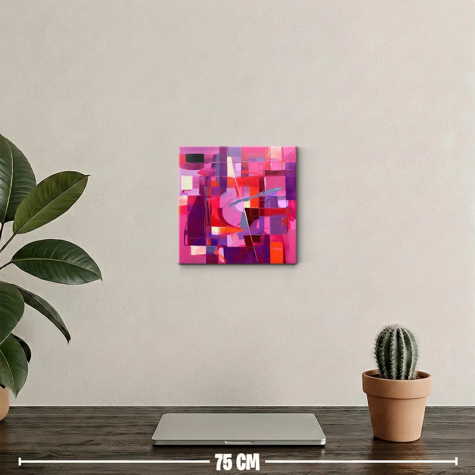 Cuadro Abstracto en Tonos Rosas y Rojos Vibrantes — miniatura 2