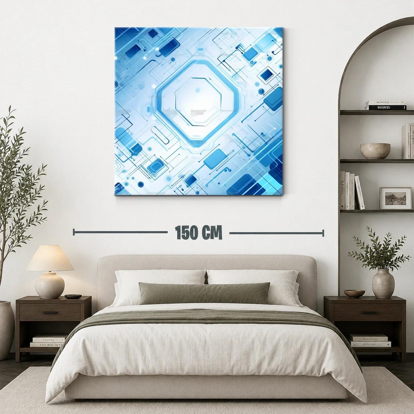 Diseño geométrico futurista en tonos azules y blancos — miniatura 3