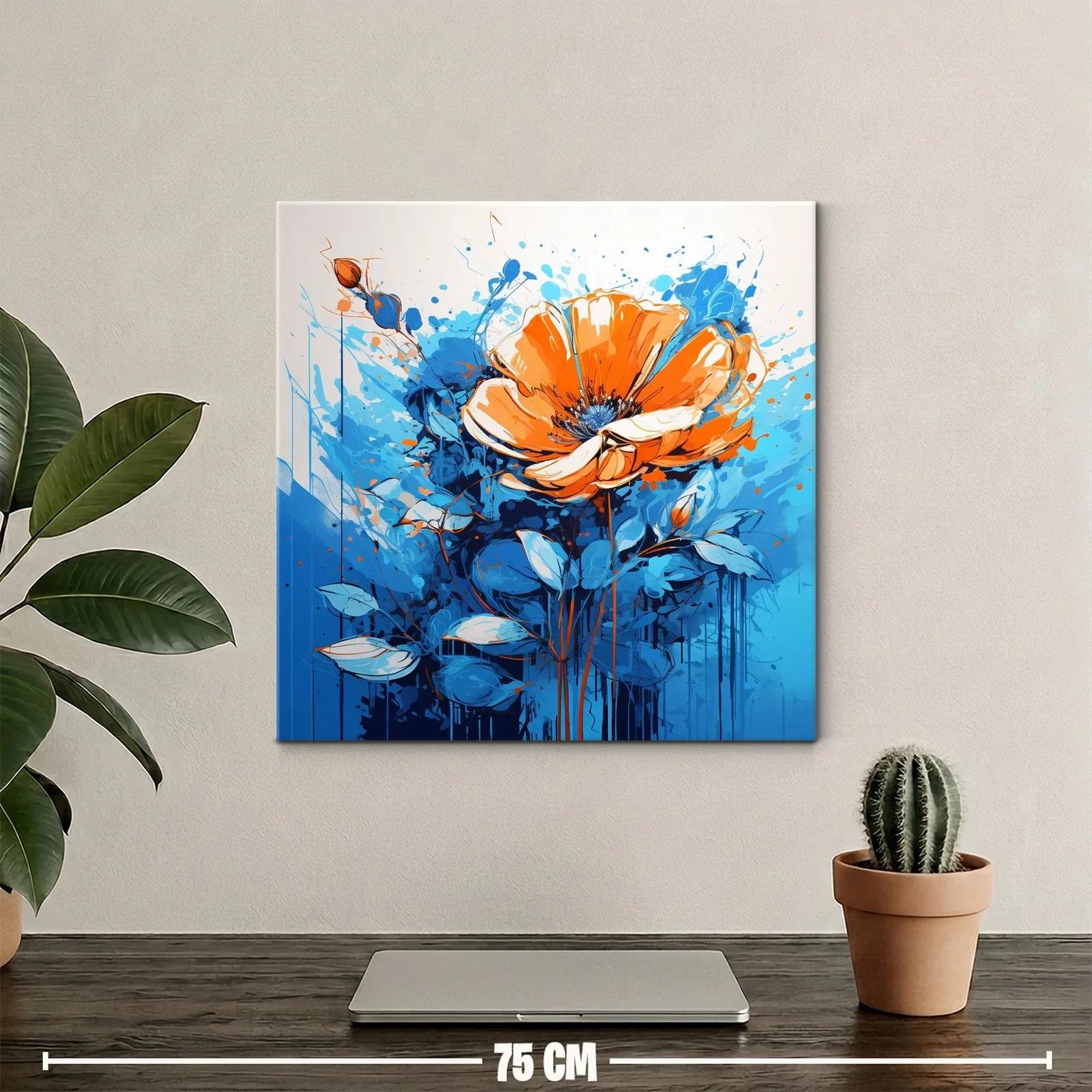Flor vibrante en tonos naranjas y azules dinámicos — miniatura 2