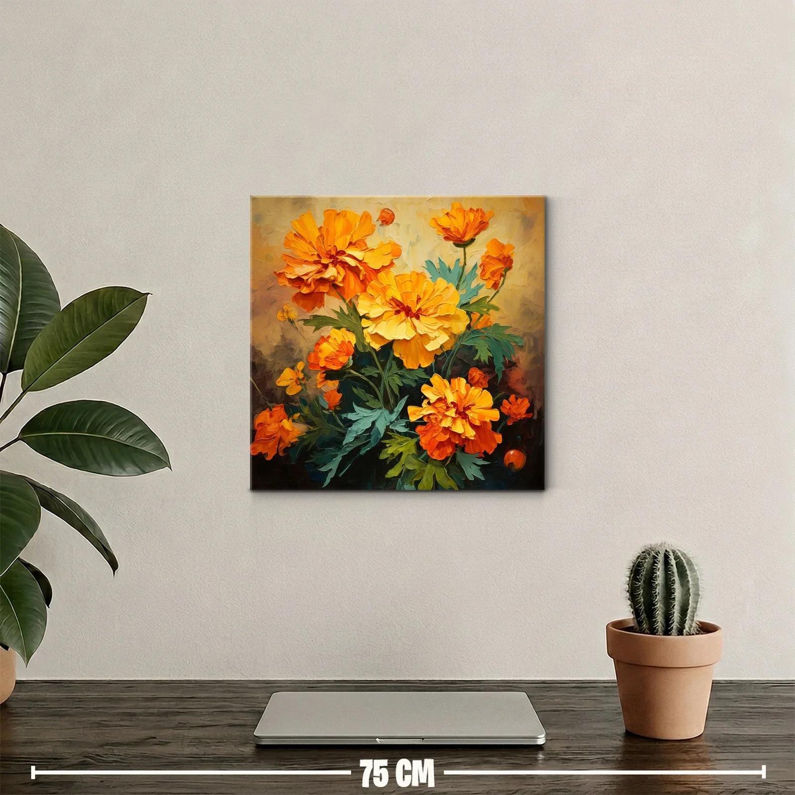 Ramo vibrante con flores naranjas y amarillas sobre fondo suave — miniatura 2