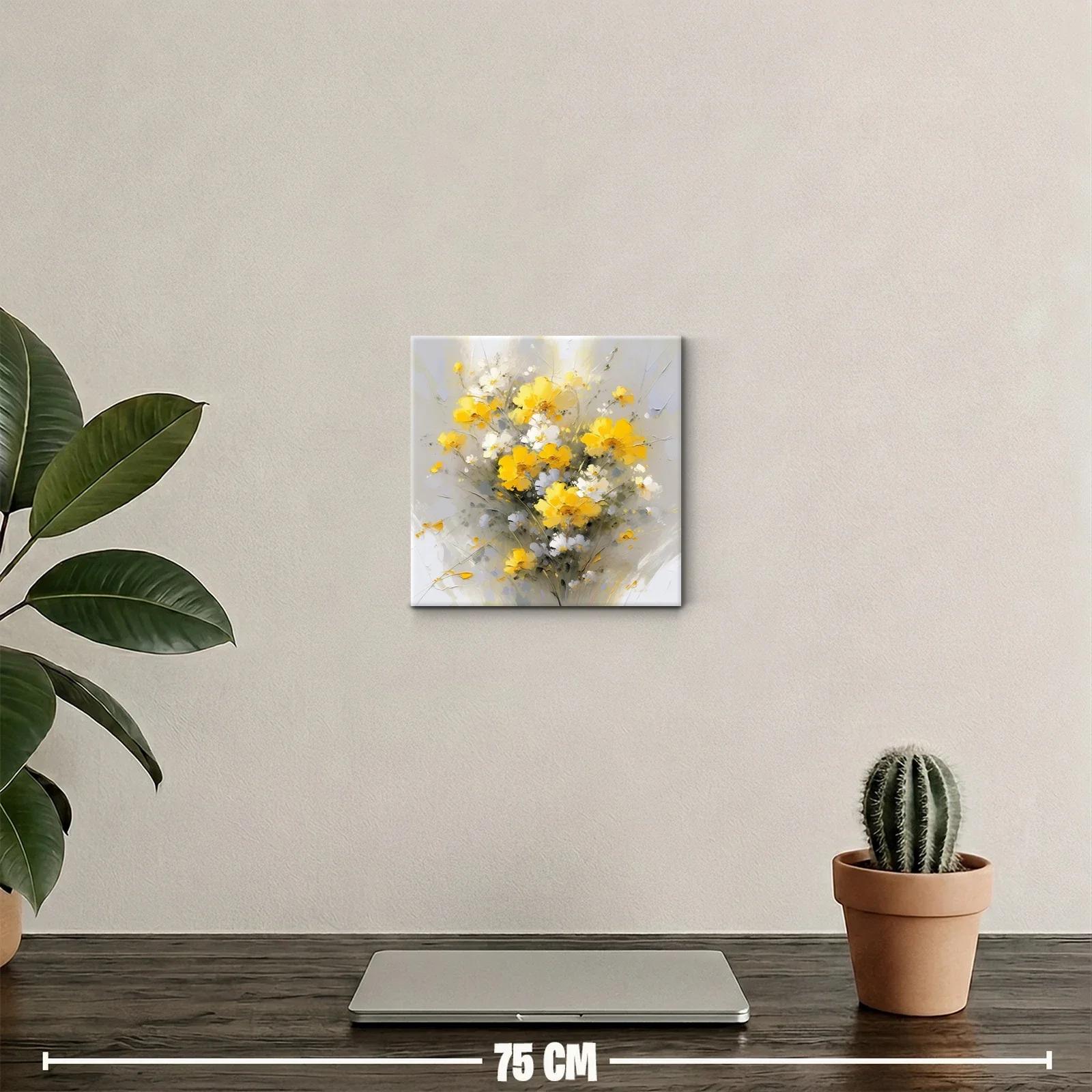 Cuadro decorativo con ramo de flores amarillas y blancas — miniatura 2